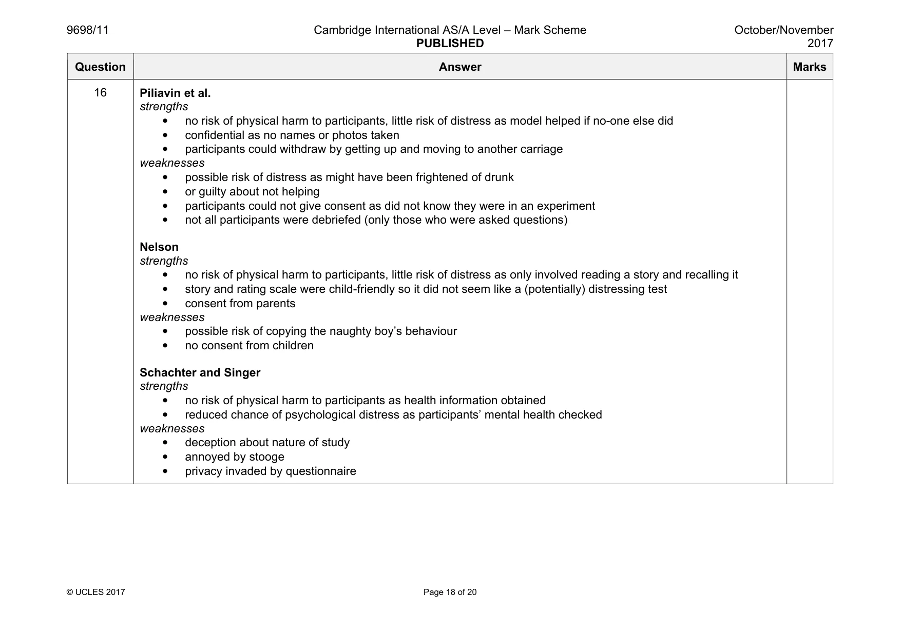 Mark scheme, page 18 of 20