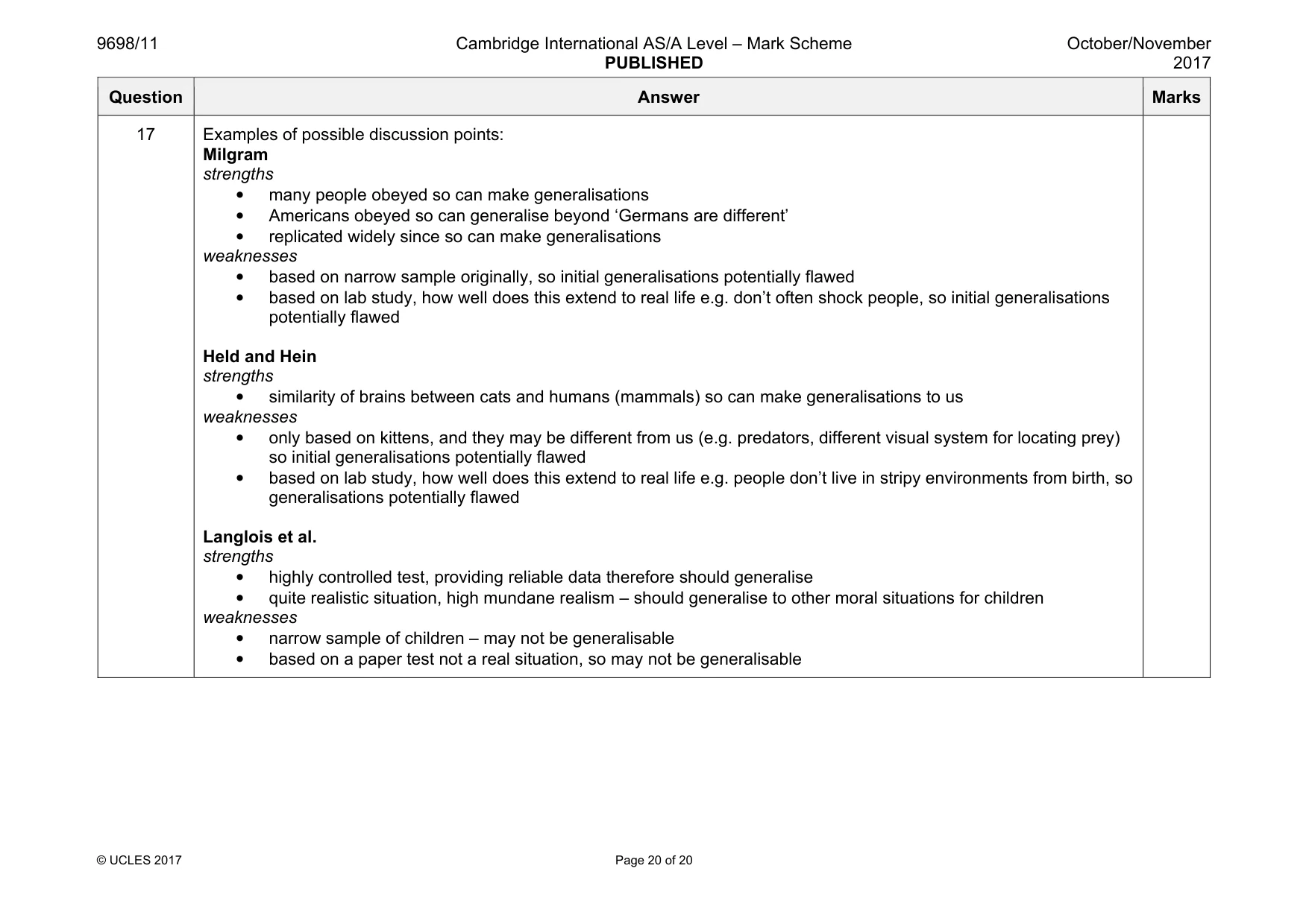 Mark scheme, page 20 of 20
