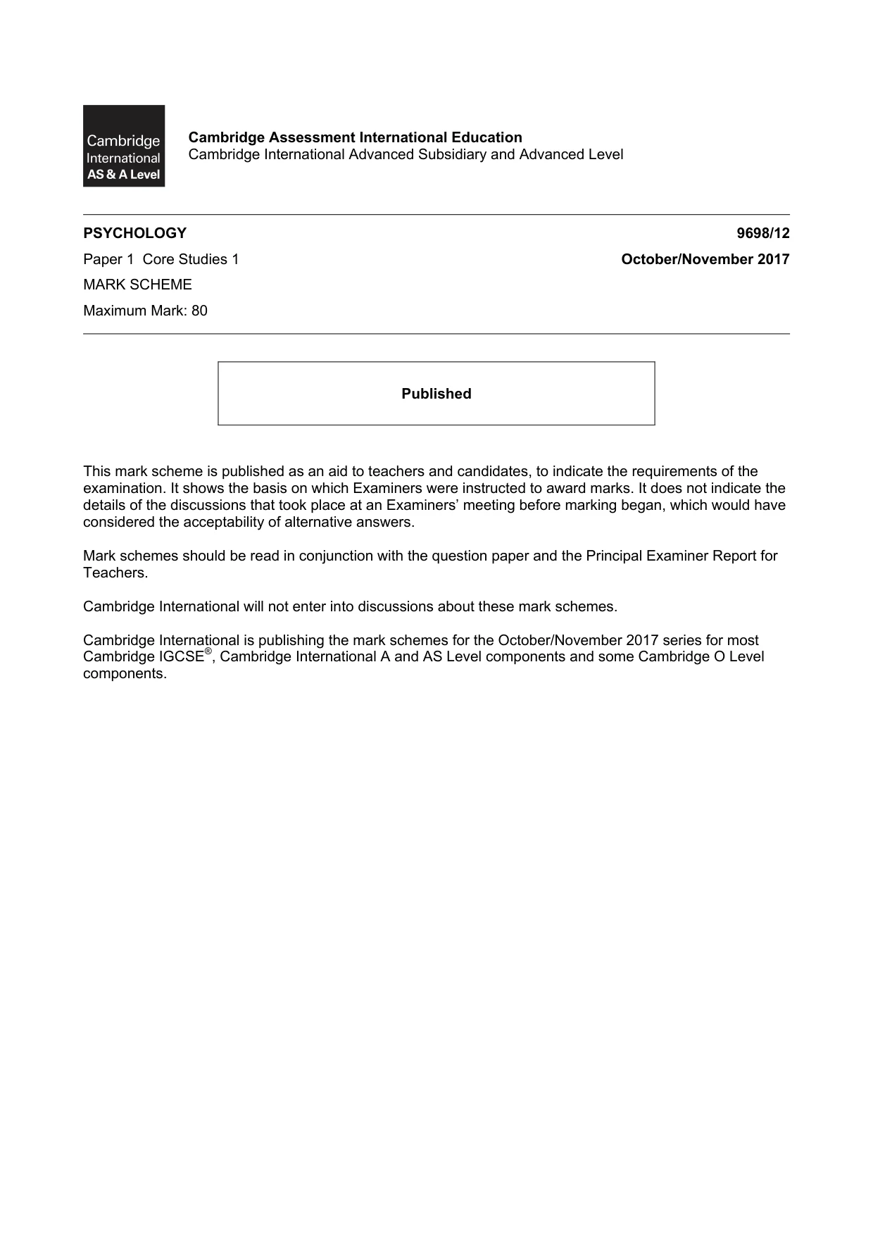 Mark scheme, page 1 of 22