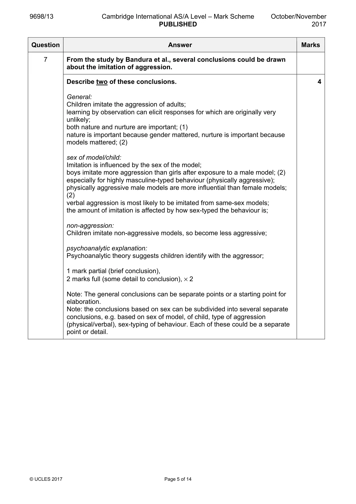 Mark scheme, page 5 of 14