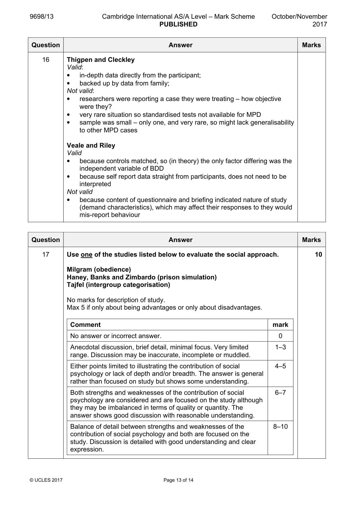 Mark scheme, page 13 of 14