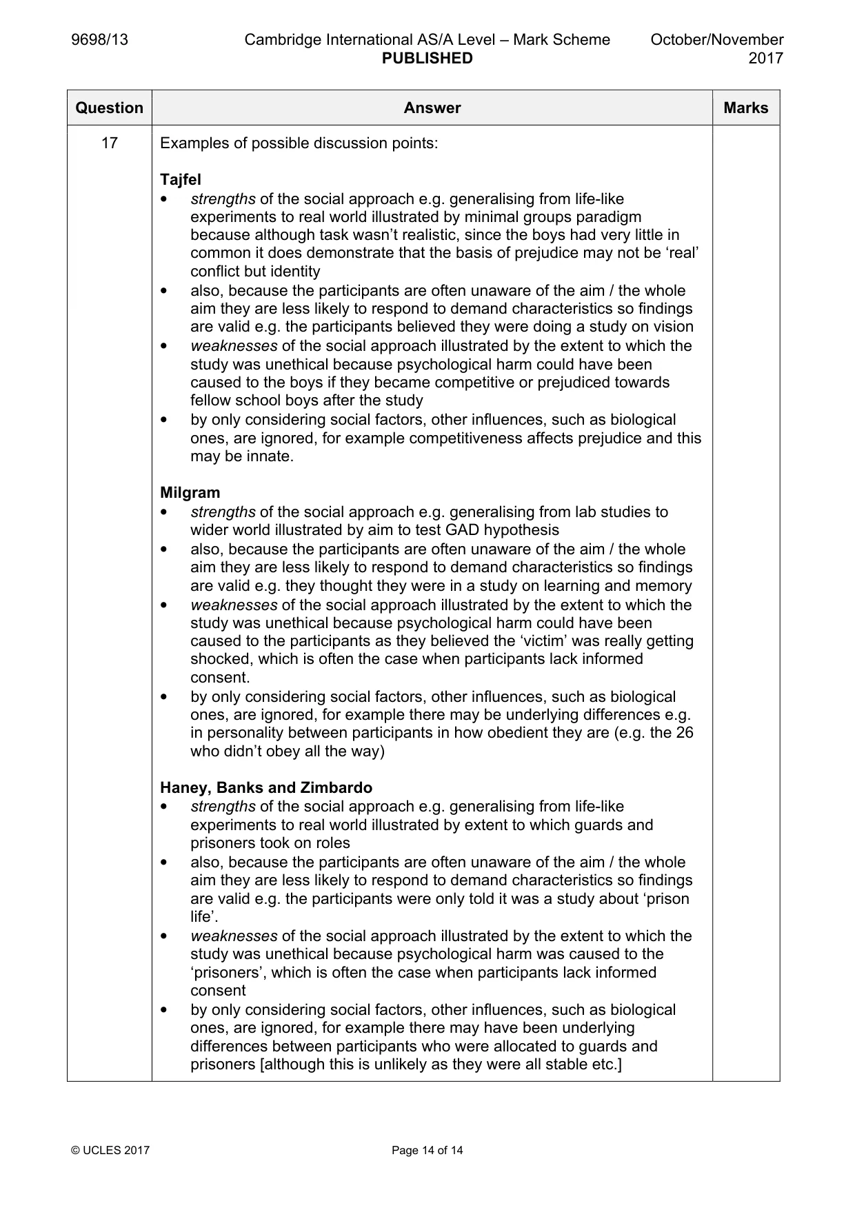 Mark scheme, page 14 of 14