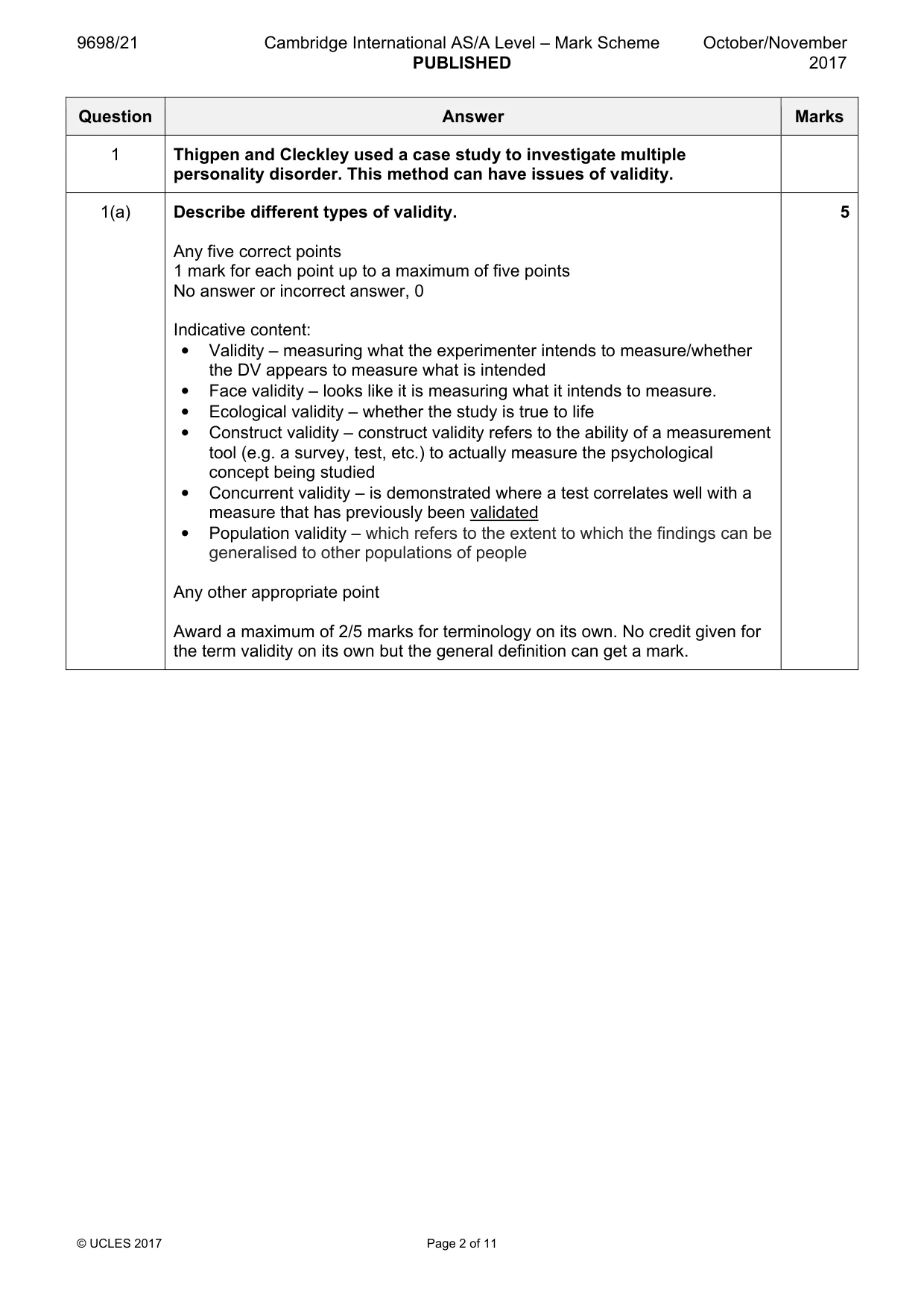 Mark scheme, page 2 of 11