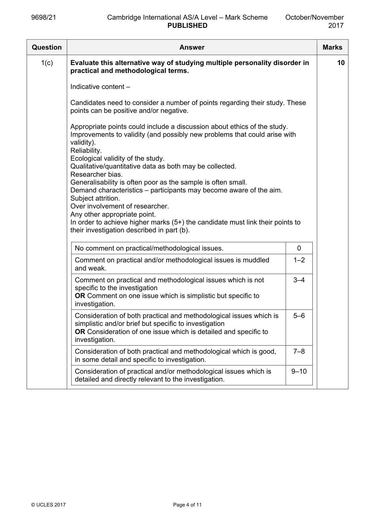 Mark scheme, page 4 of 11