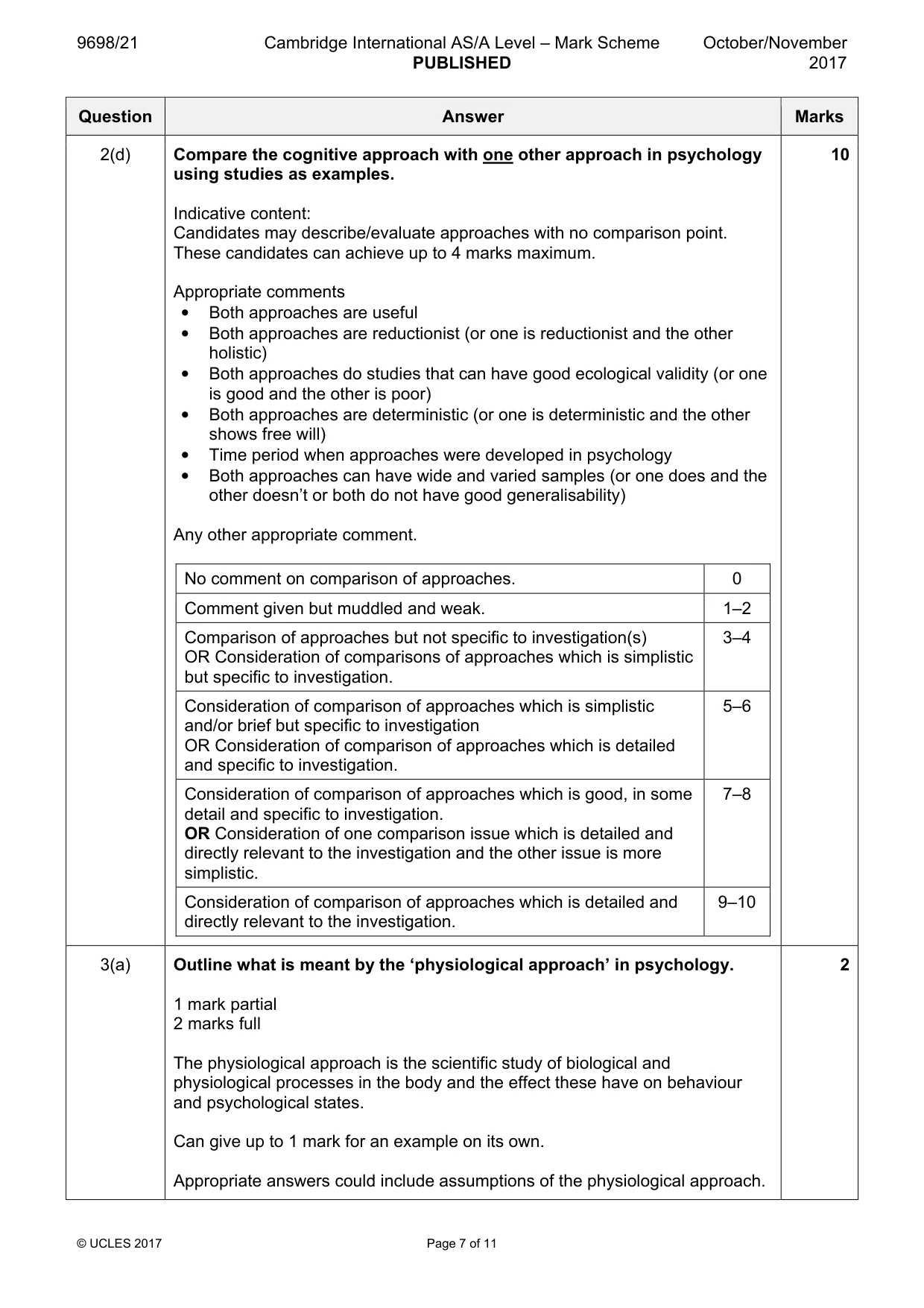 Mark scheme, page 7 of 11
