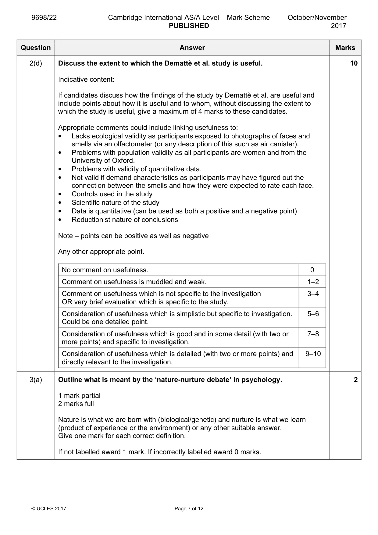 Mark scheme, page 7 of 12