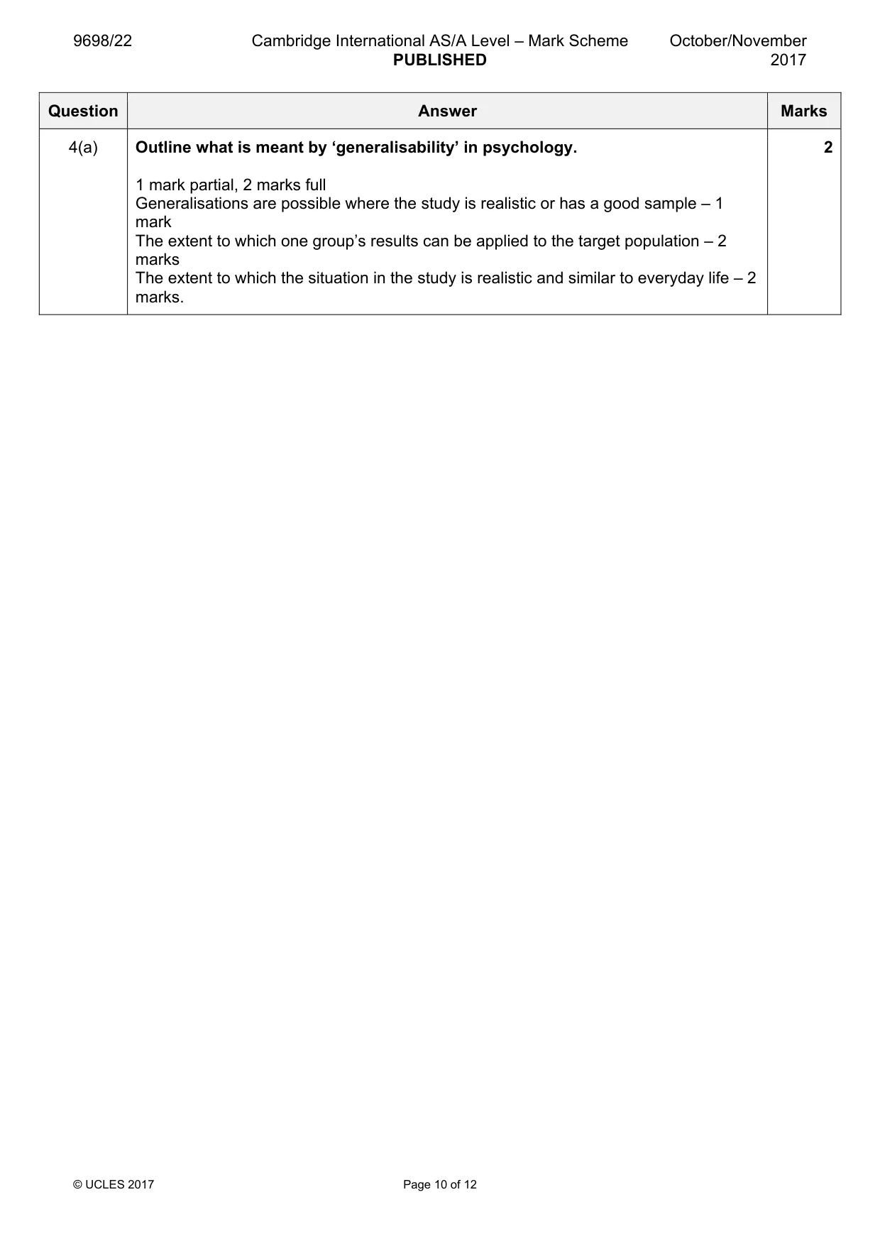 Mark scheme, page 10 of 12