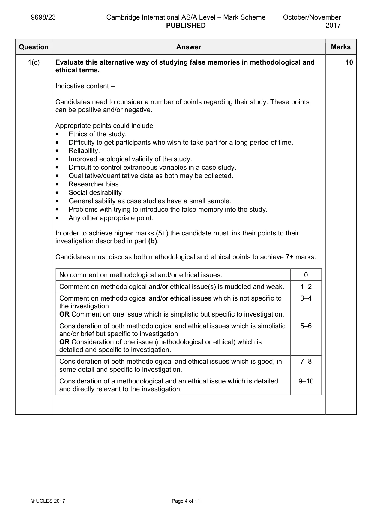 Mark scheme, page 4 of 11