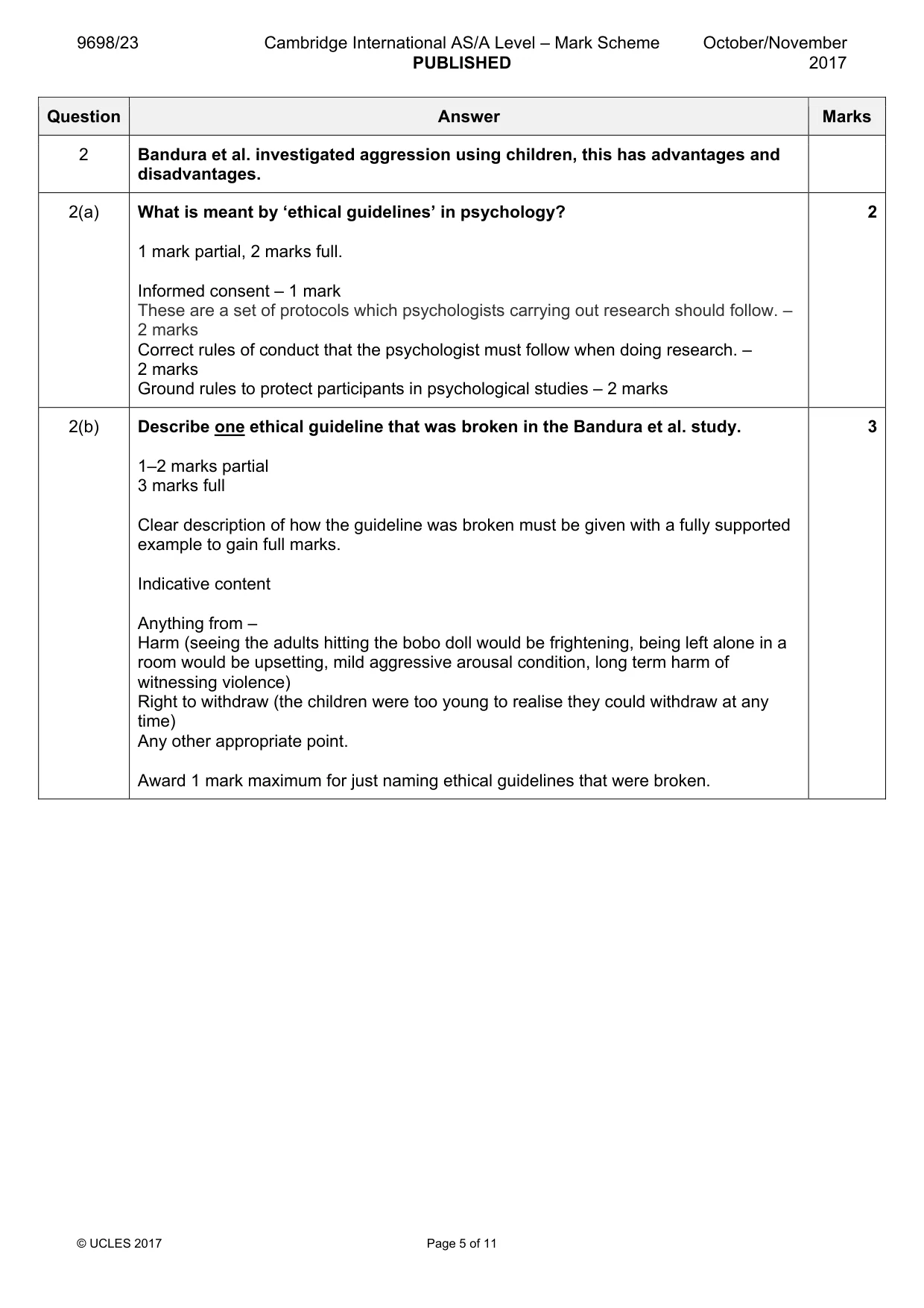 Mark scheme, page 5 of 11