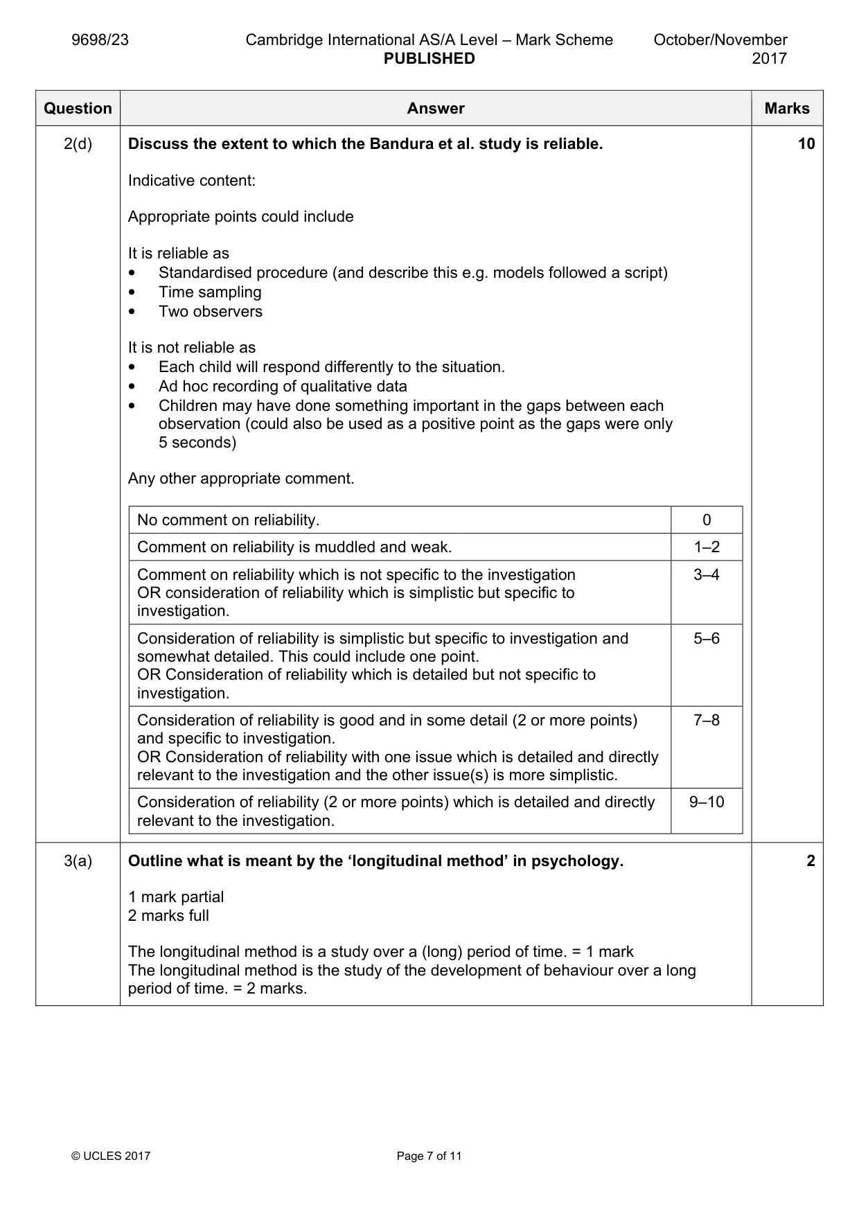 Mark scheme, page 7 of 11