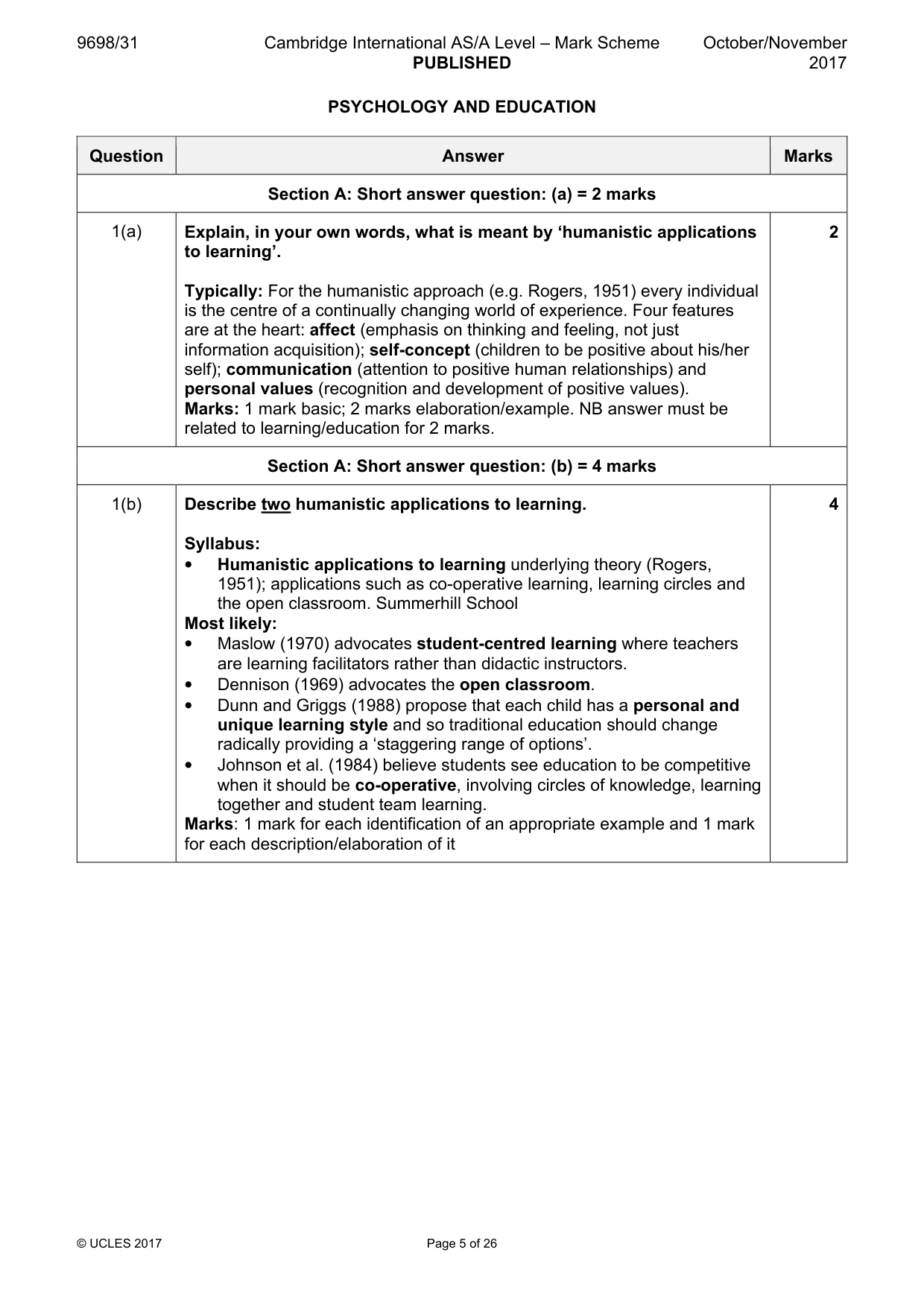 Mark scheme, page 5 of 26