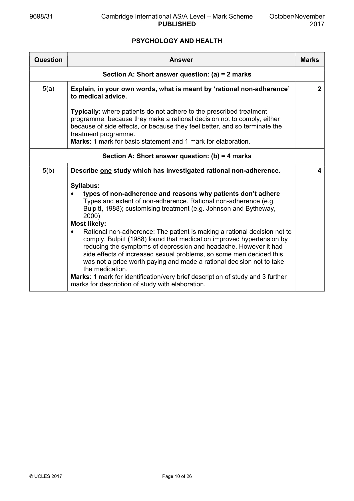 Mark scheme, page 10 of 26