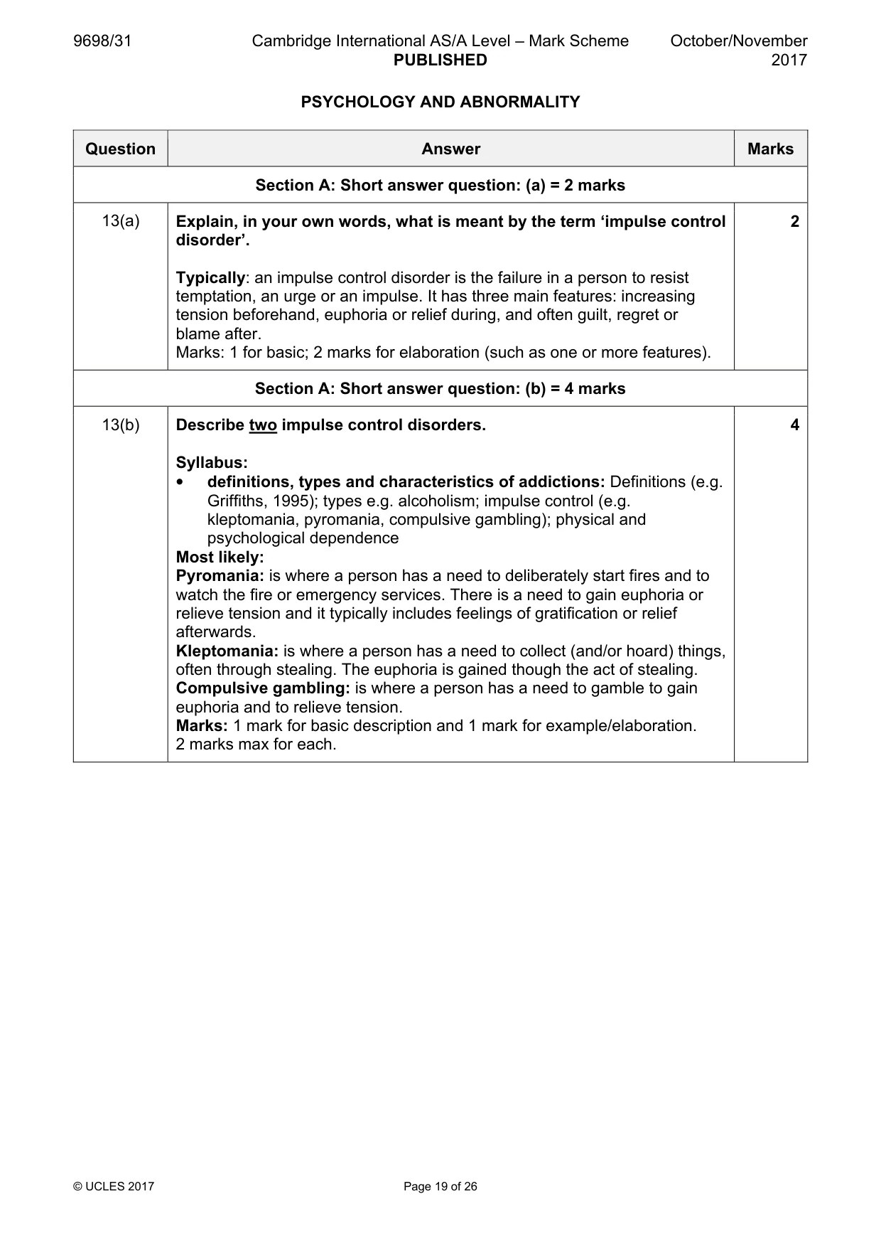 Mark scheme, page 19 of 26