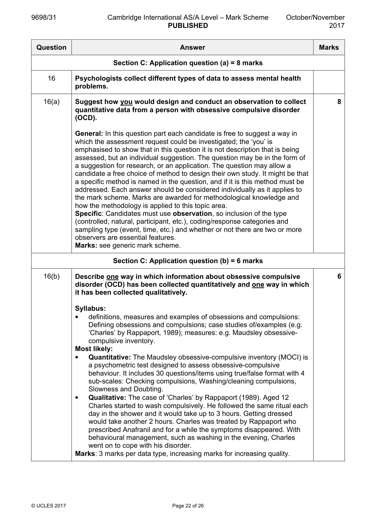 Mark scheme, page 22 of 26
