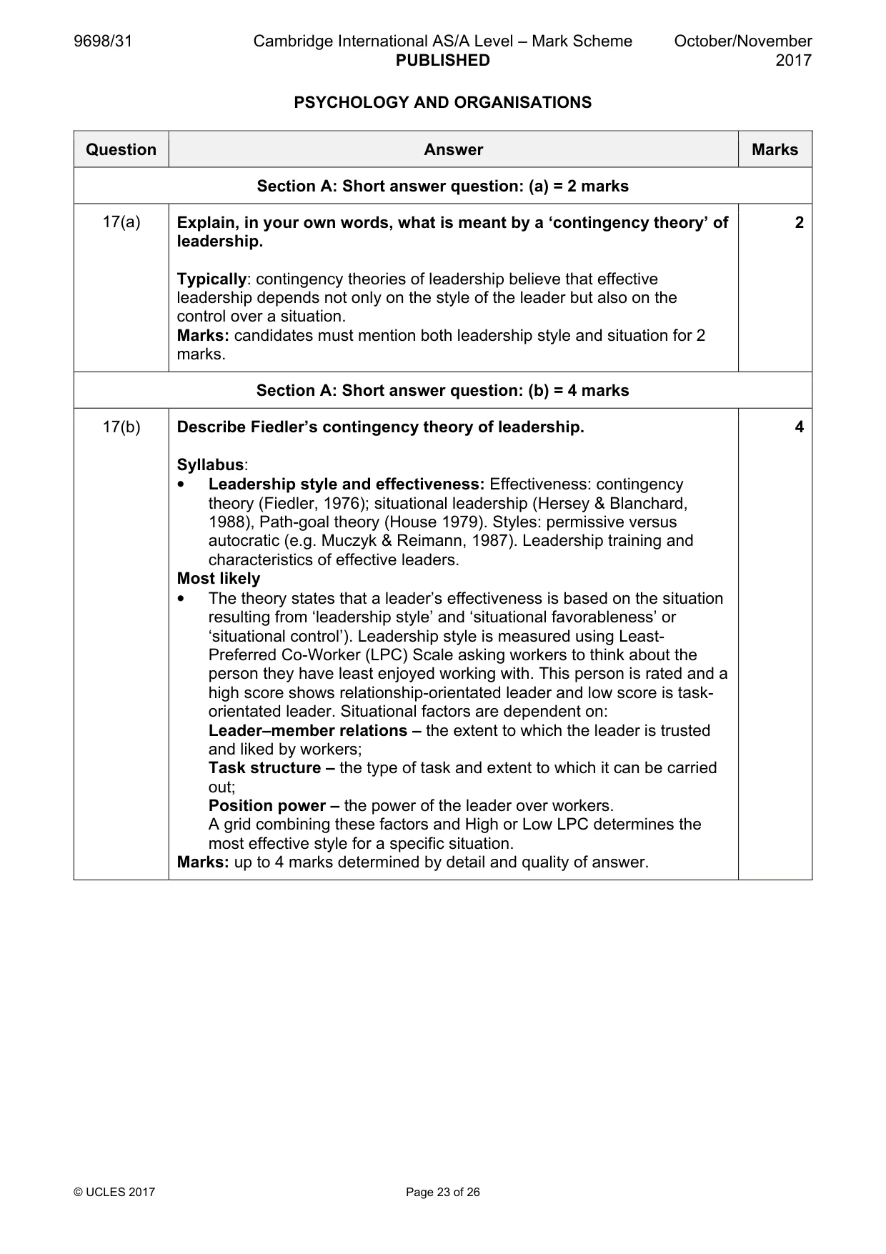 Mark scheme, page 23 of 26