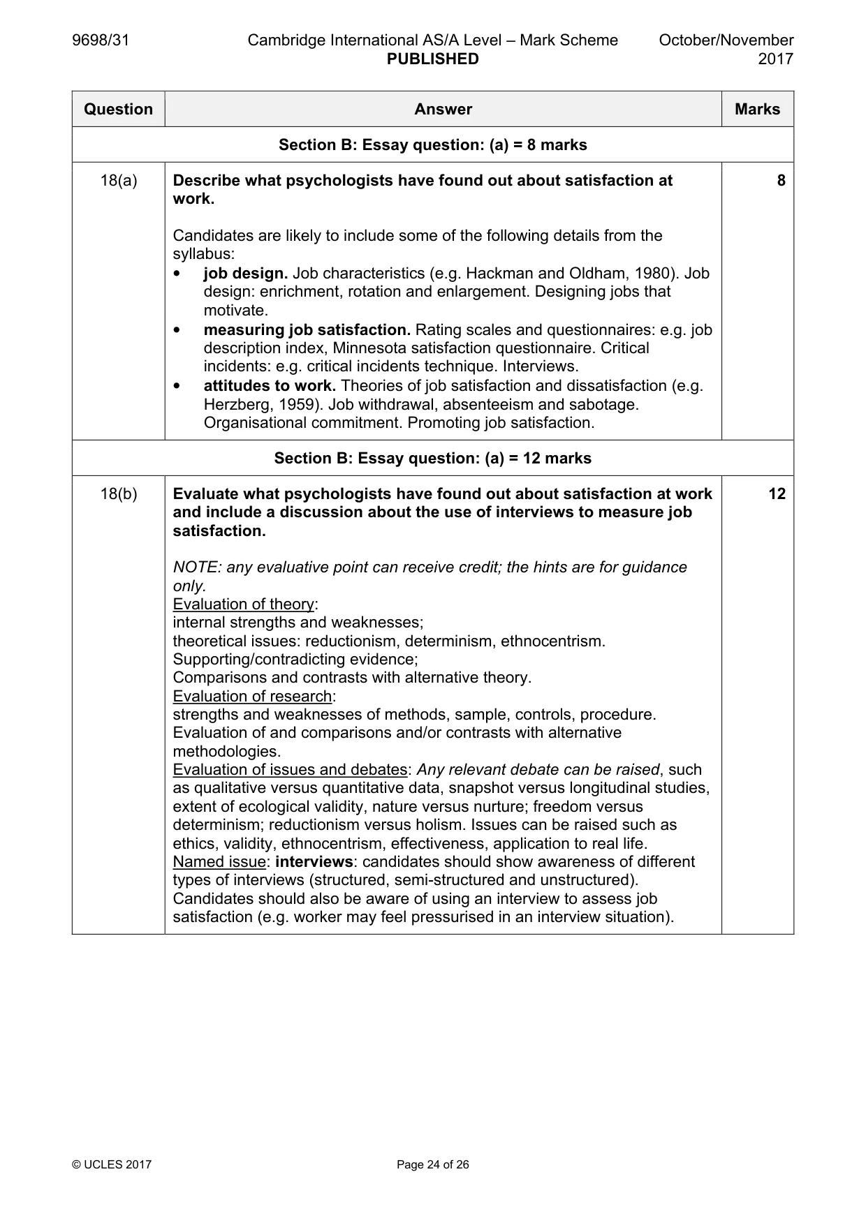 Mark scheme, page 24 of 26