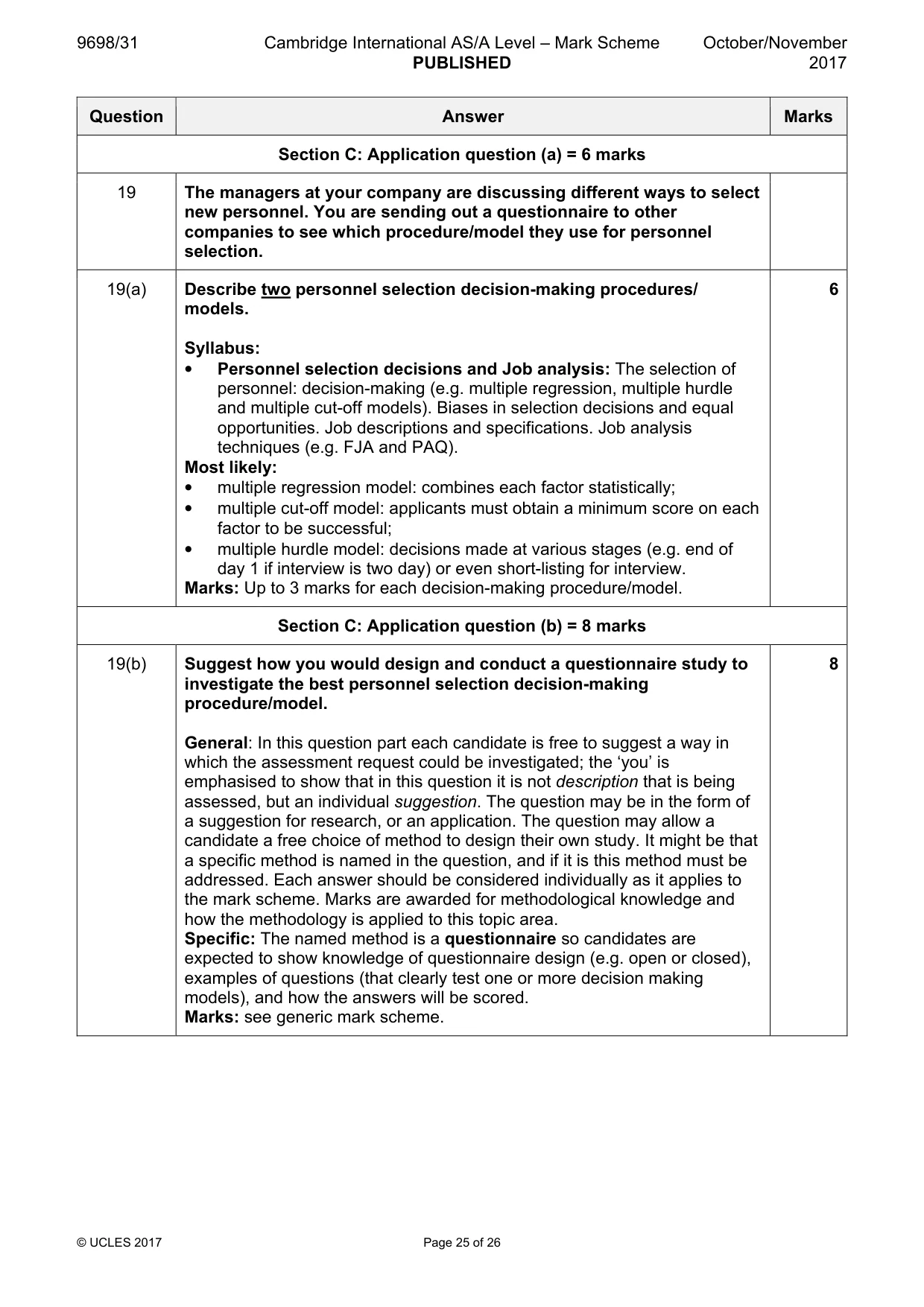 Mark scheme, page 25 of 26