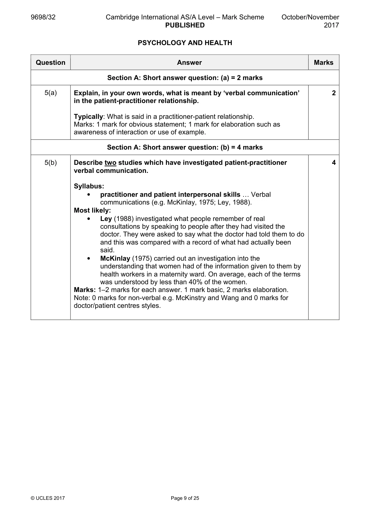 Mark scheme, page 9 of 25