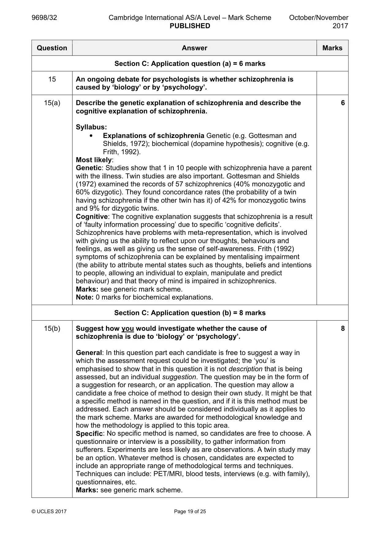 Mark scheme, page 19 of 25