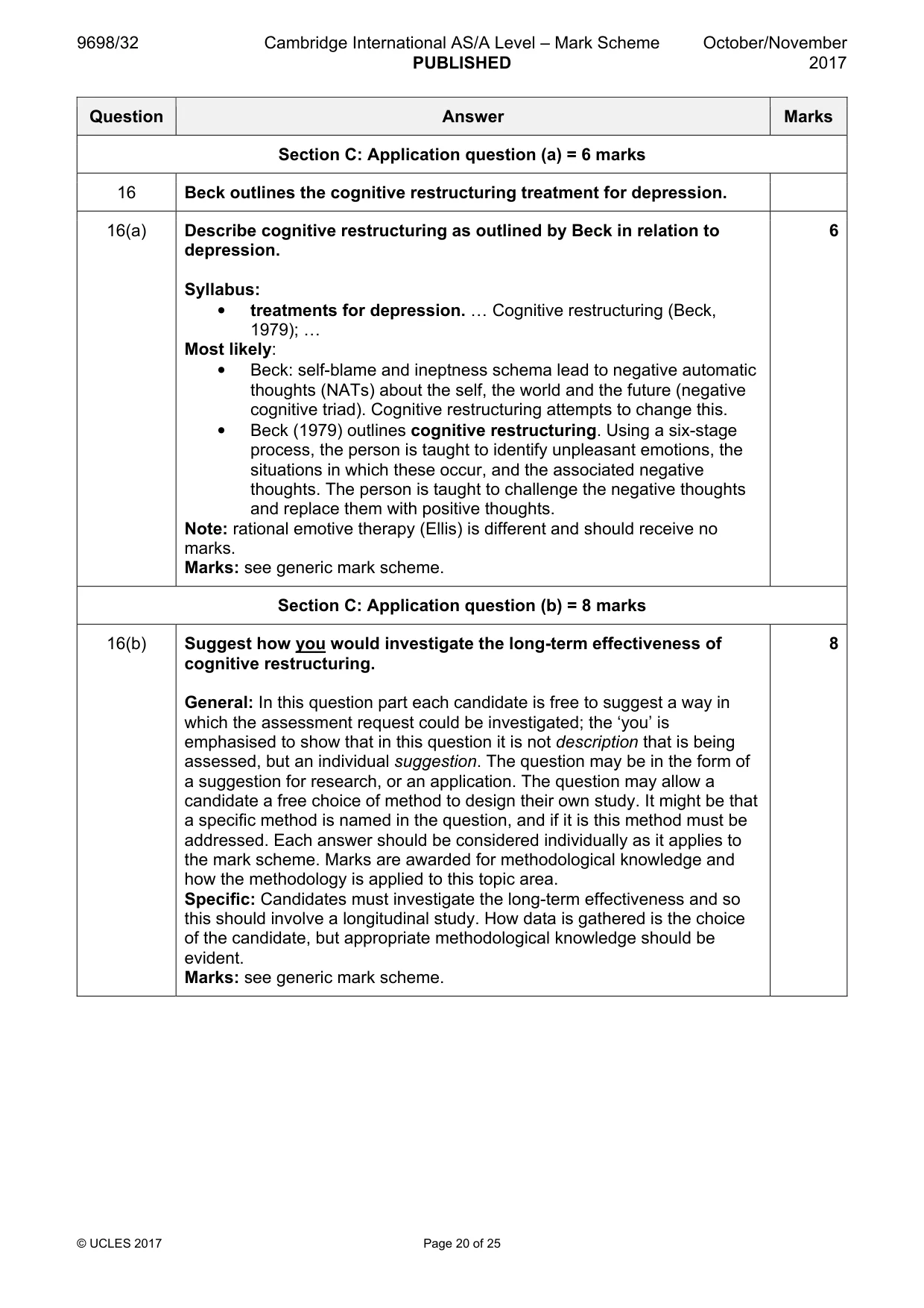 Mark scheme, page 20 of 25