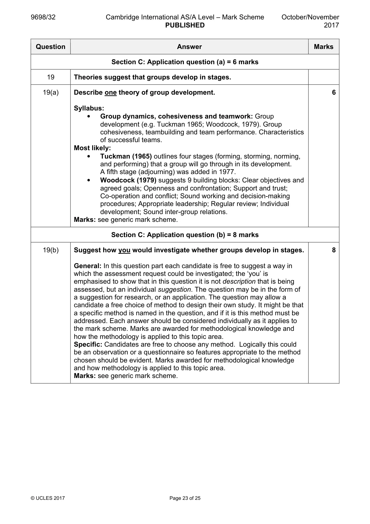 Mark scheme, page 23 of 25