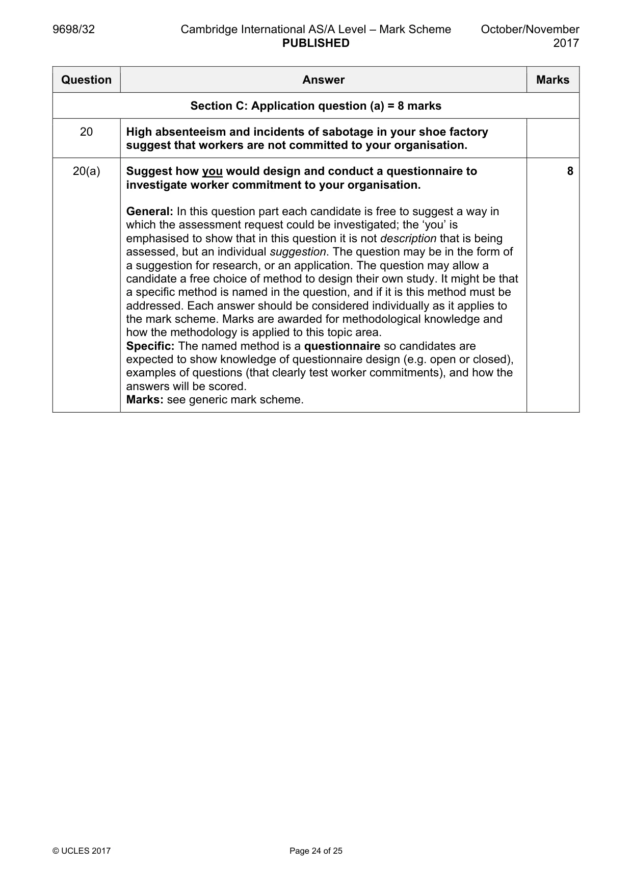 Mark scheme, page 24 of 25