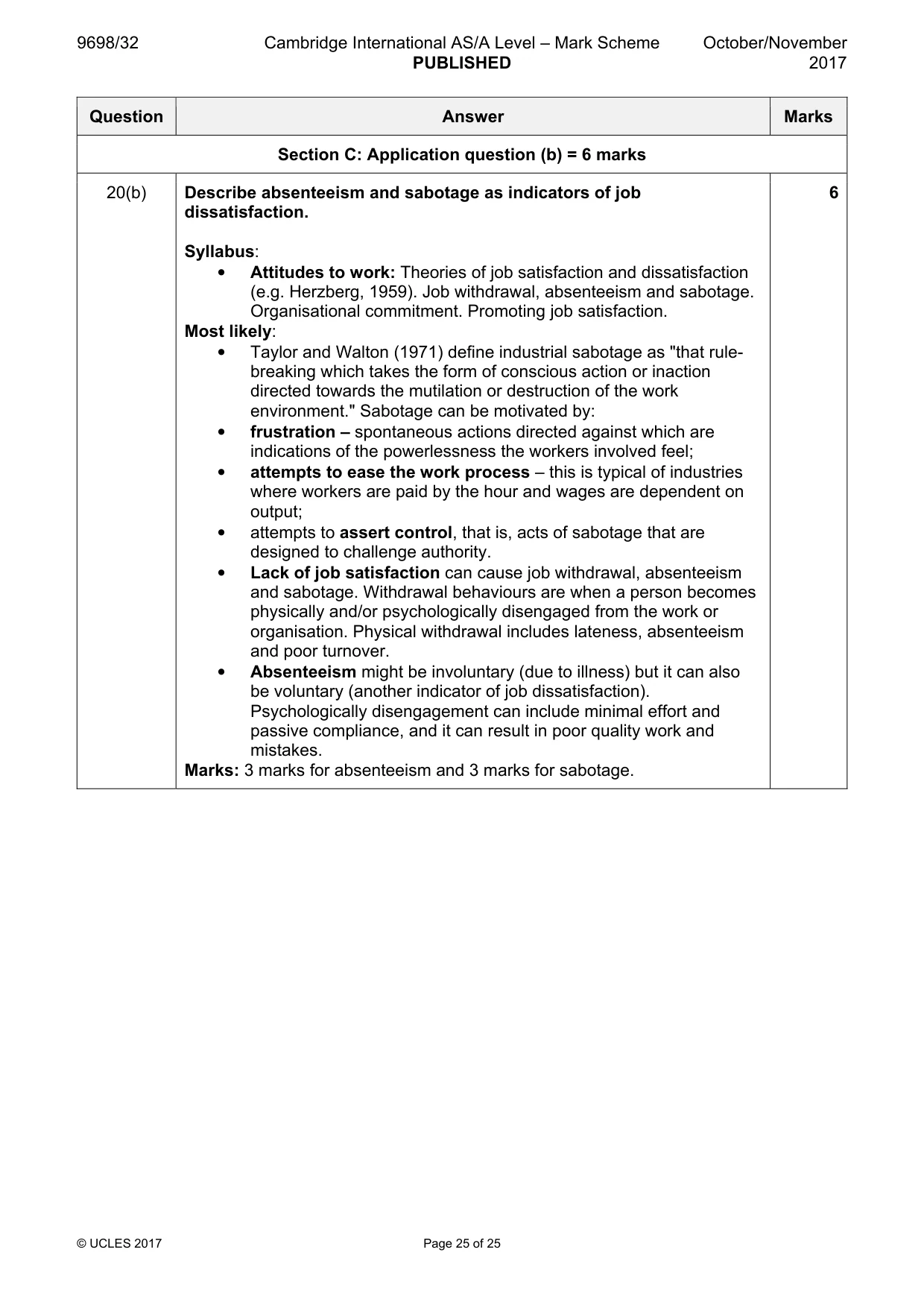 Mark scheme, page 25 of 25