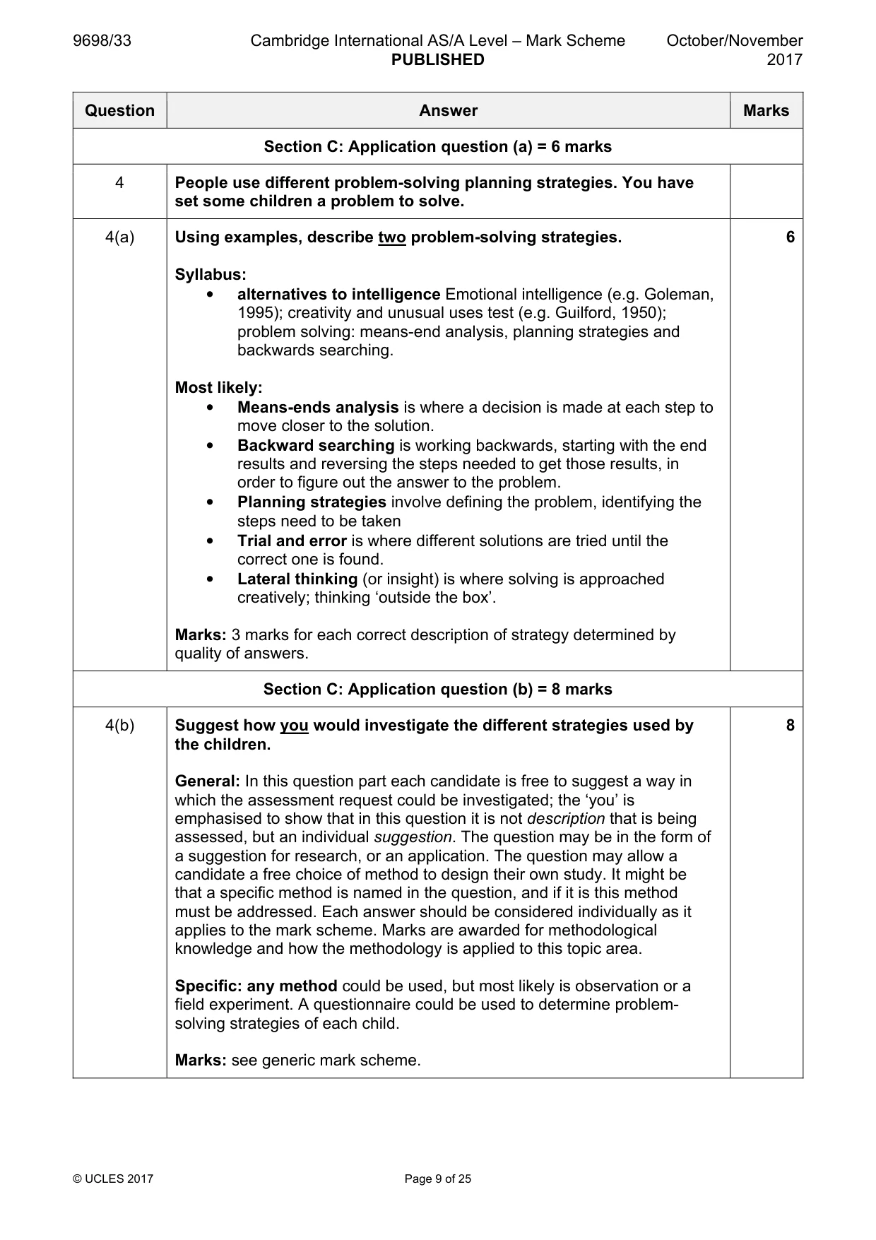 Mark scheme, page 9 of 25