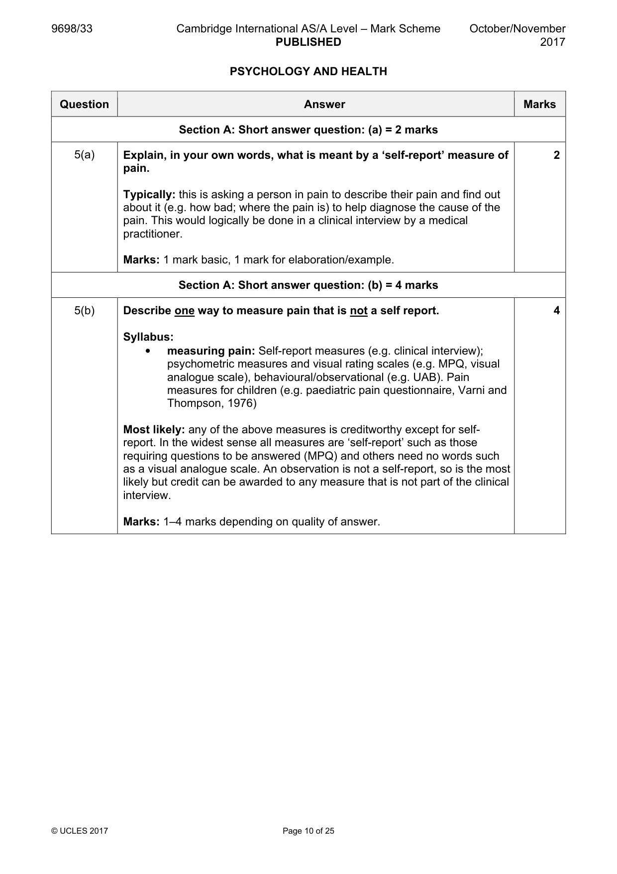 Mark scheme, page 10 of 25