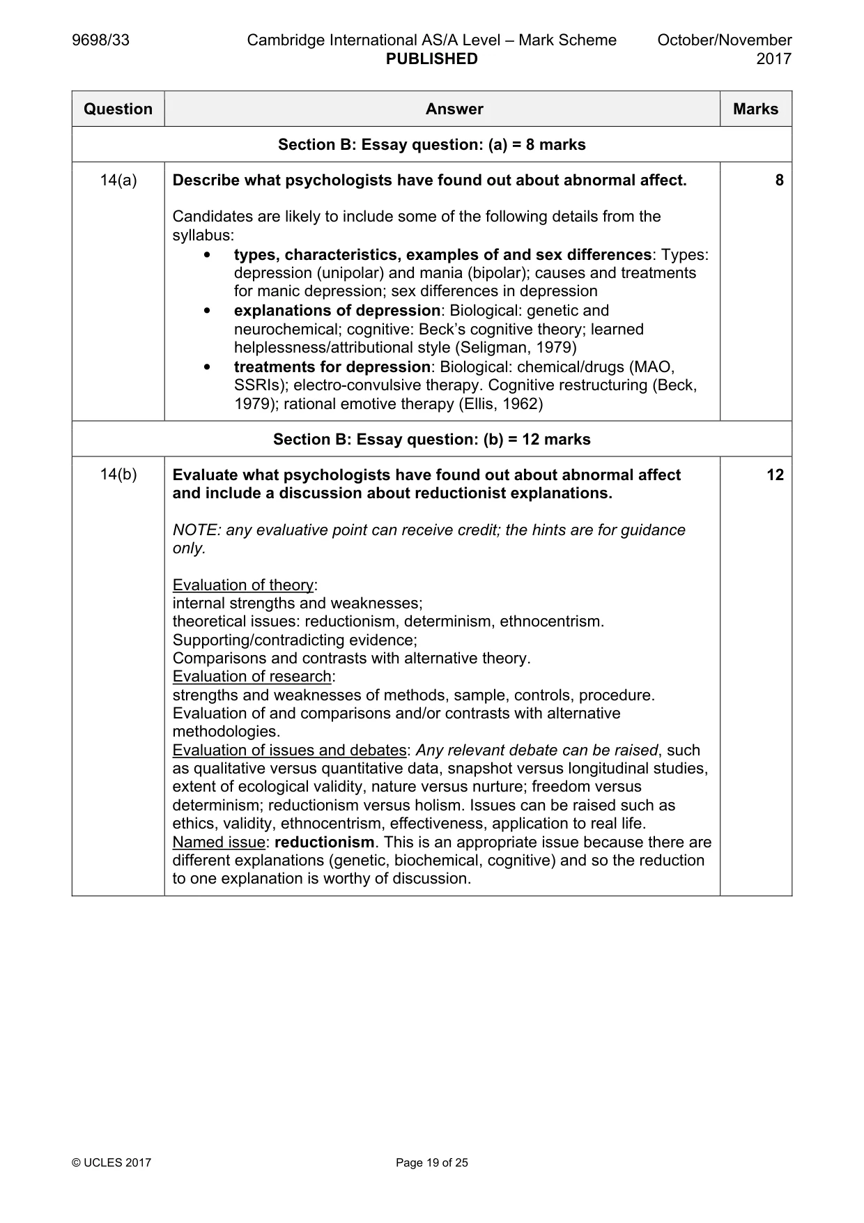 Mark scheme, page 19 of 25