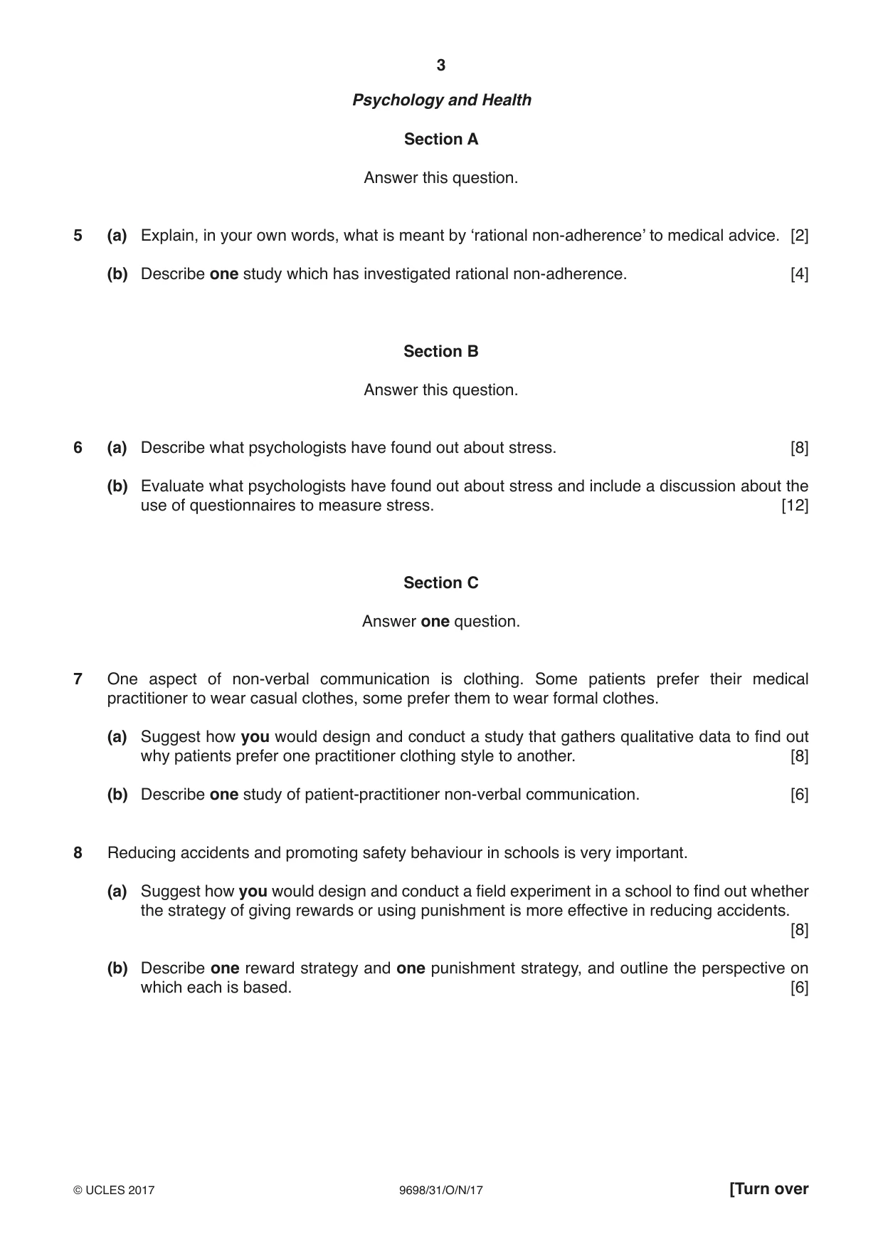 Cambridge A Level Psychology 9698 2017 Oct/Nov Paper 3 · Variant 1 question paper, page 3 of 8