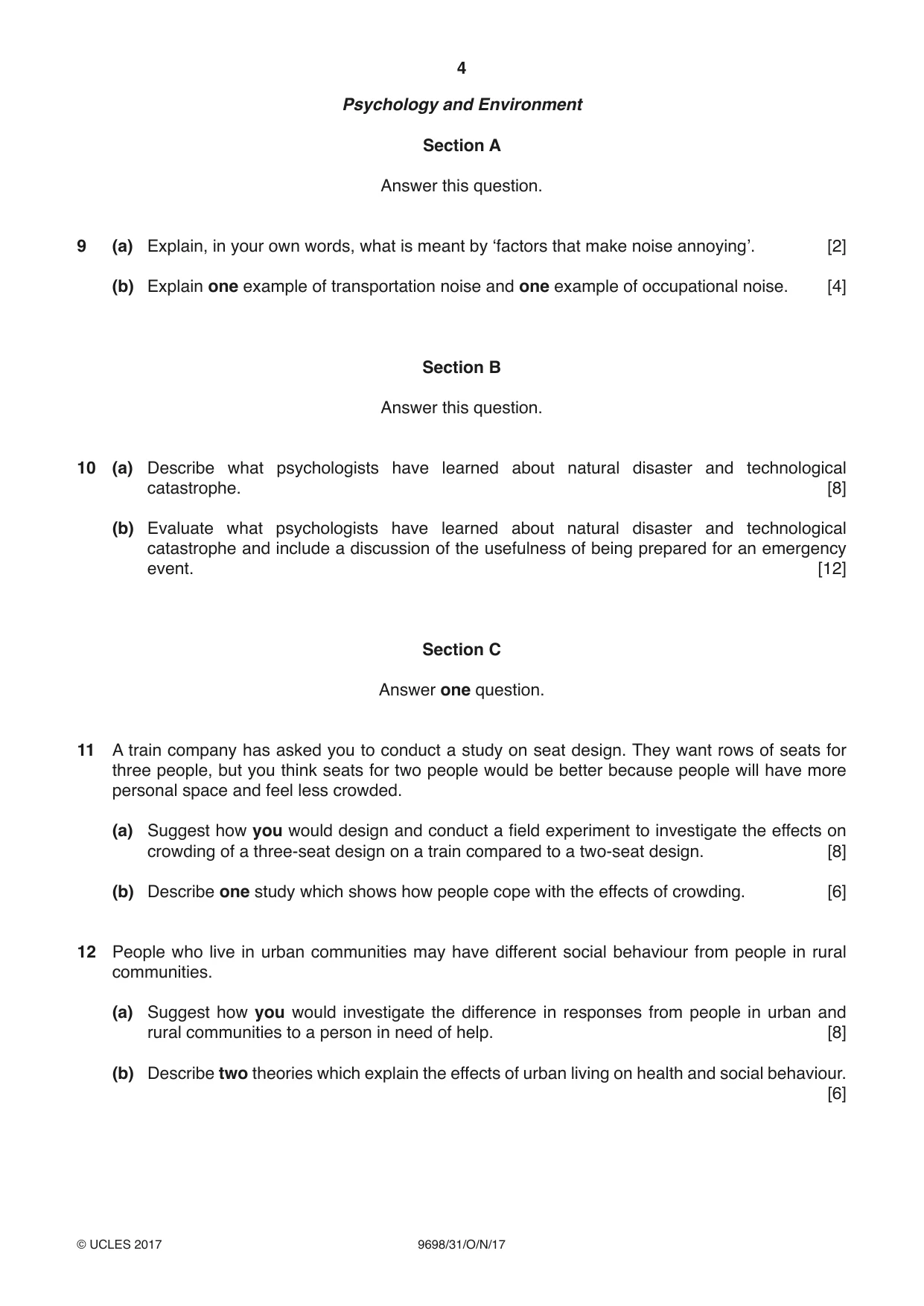Cambridge A Level Psychology 9698 2017 Oct/Nov Paper 3 · Variant 1 question paper, page 4 of 8
