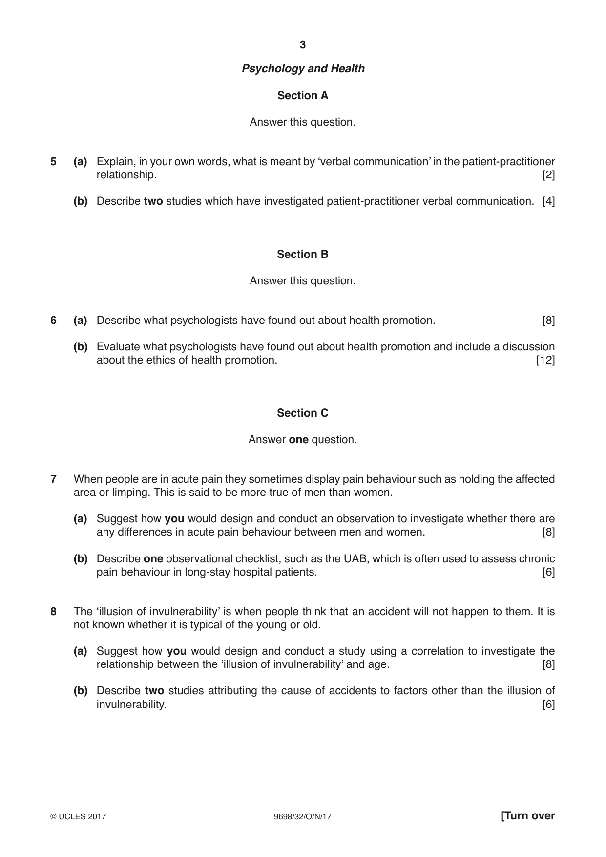 Cambridge A Level Psychology 9698 2017 Oct/Nov Paper 3 · Variant 2 question paper, page 3 of 8