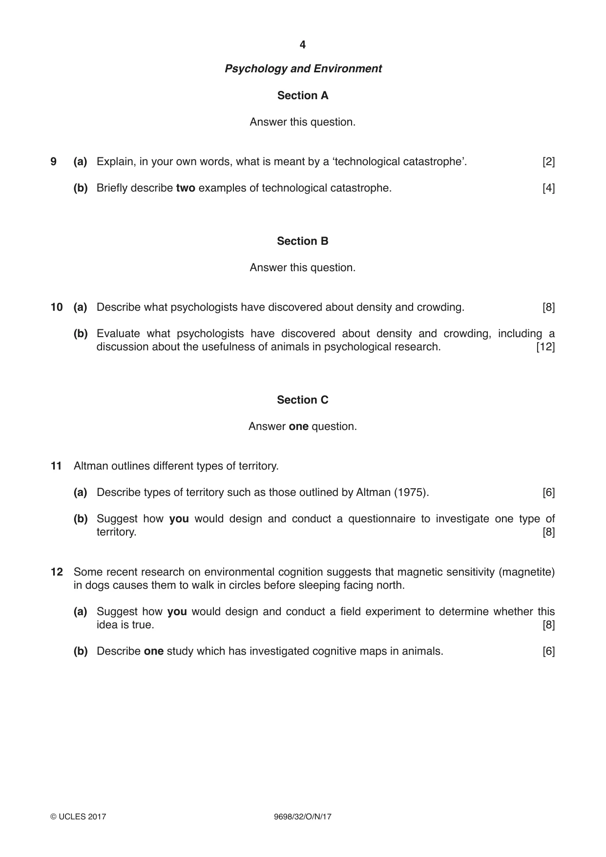 Cambridge A Level Psychology 9698 2017 Oct/Nov Paper 3 · Variant 2 question paper, page 4 of 8