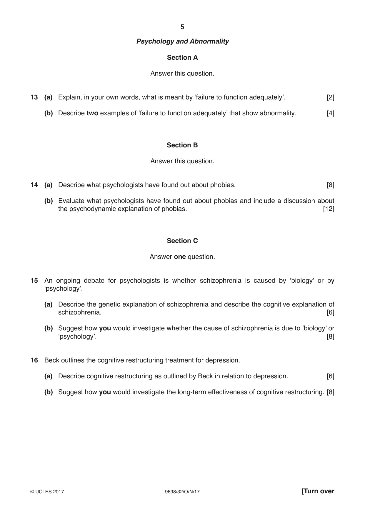 Cambridge A Level Psychology 9698 2017 Oct/Nov Paper 3 · Variant 2 question paper, page 5 of 8