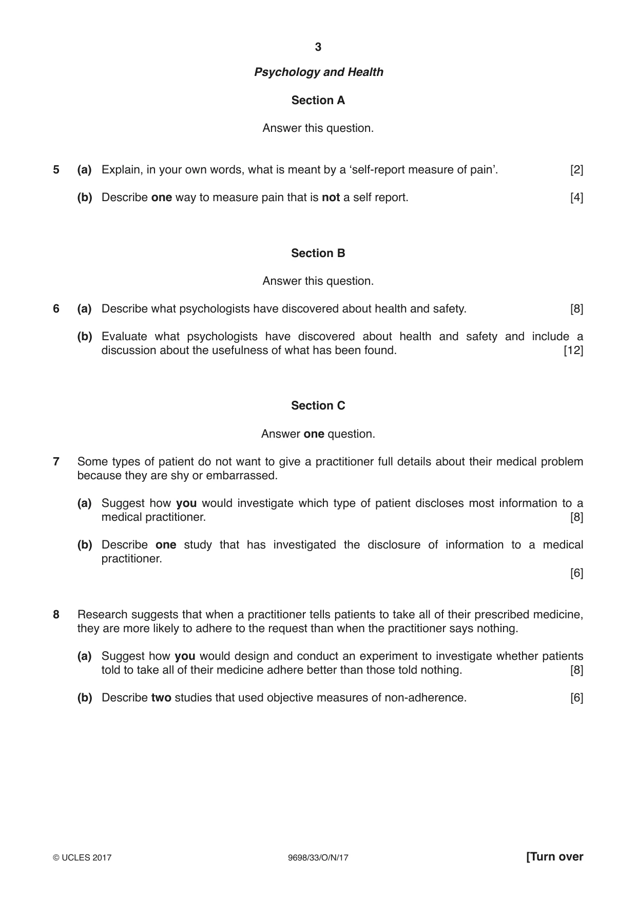 Cambridge A Level Psychology 9698 2017 Oct/Nov Paper 3 · Variant 3 question paper, page 3 of 8