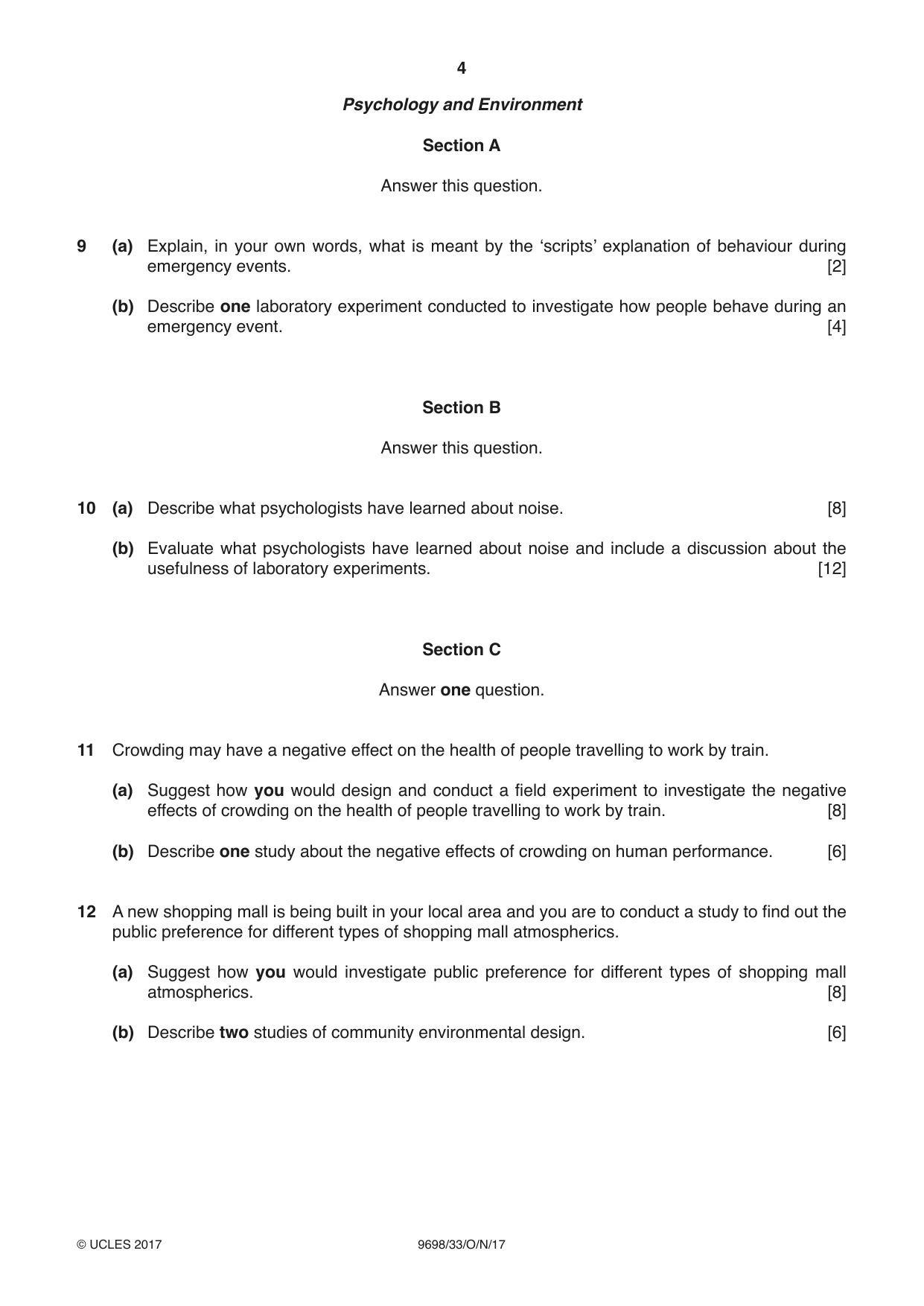 Cambridge A Level Psychology 9698 2017 Oct/Nov Paper 3 · Variant 3 question paper, page 4 of 8