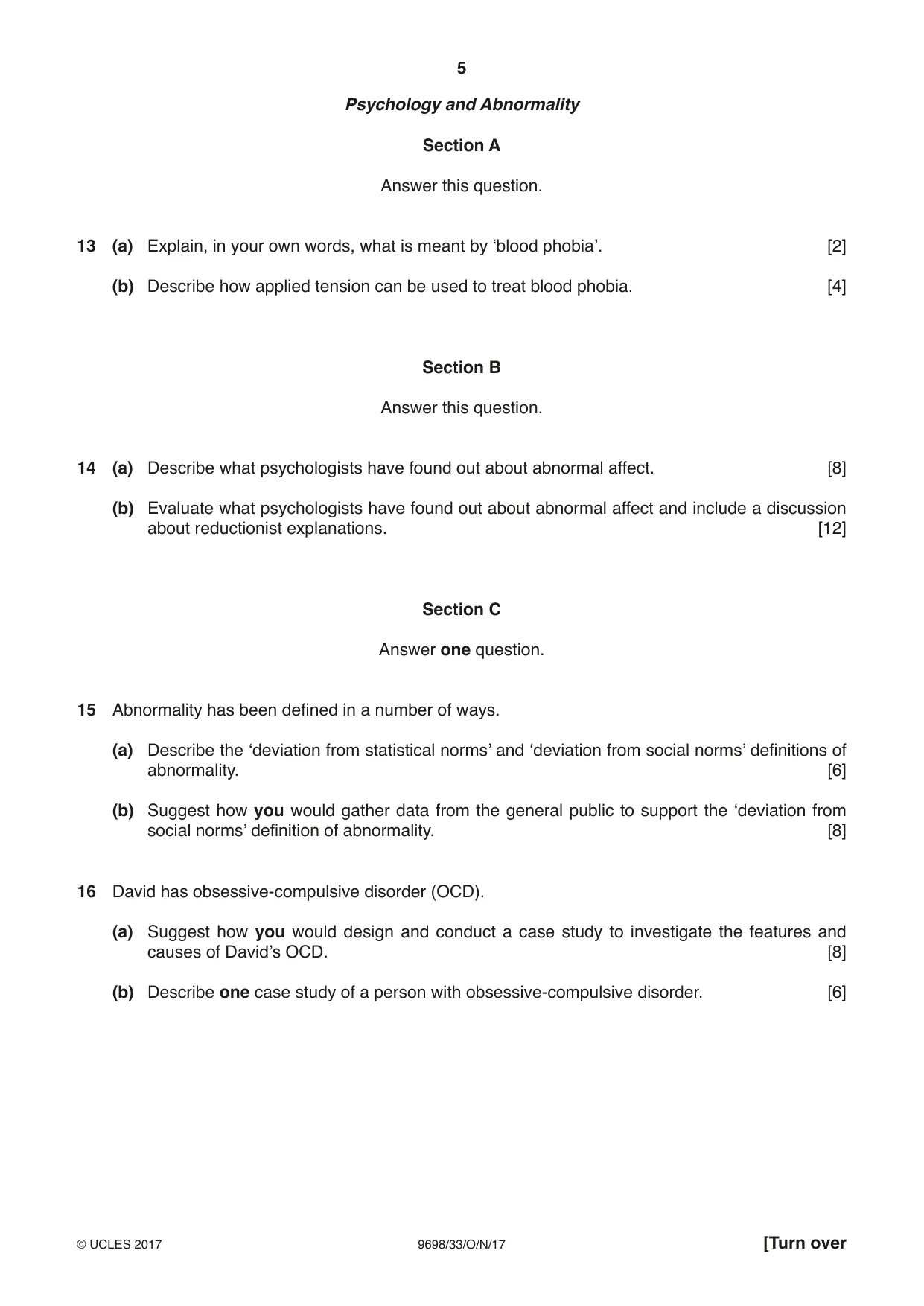 Cambridge A Level Psychology 9698 2017 Oct/Nov Paper 3 · Variant 3 question paper, page 5 of 8