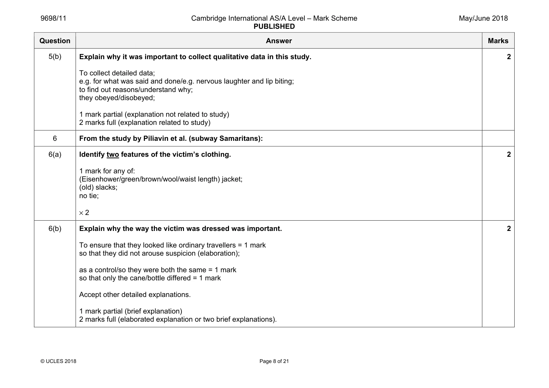 Mark scheme, page 8 of 21