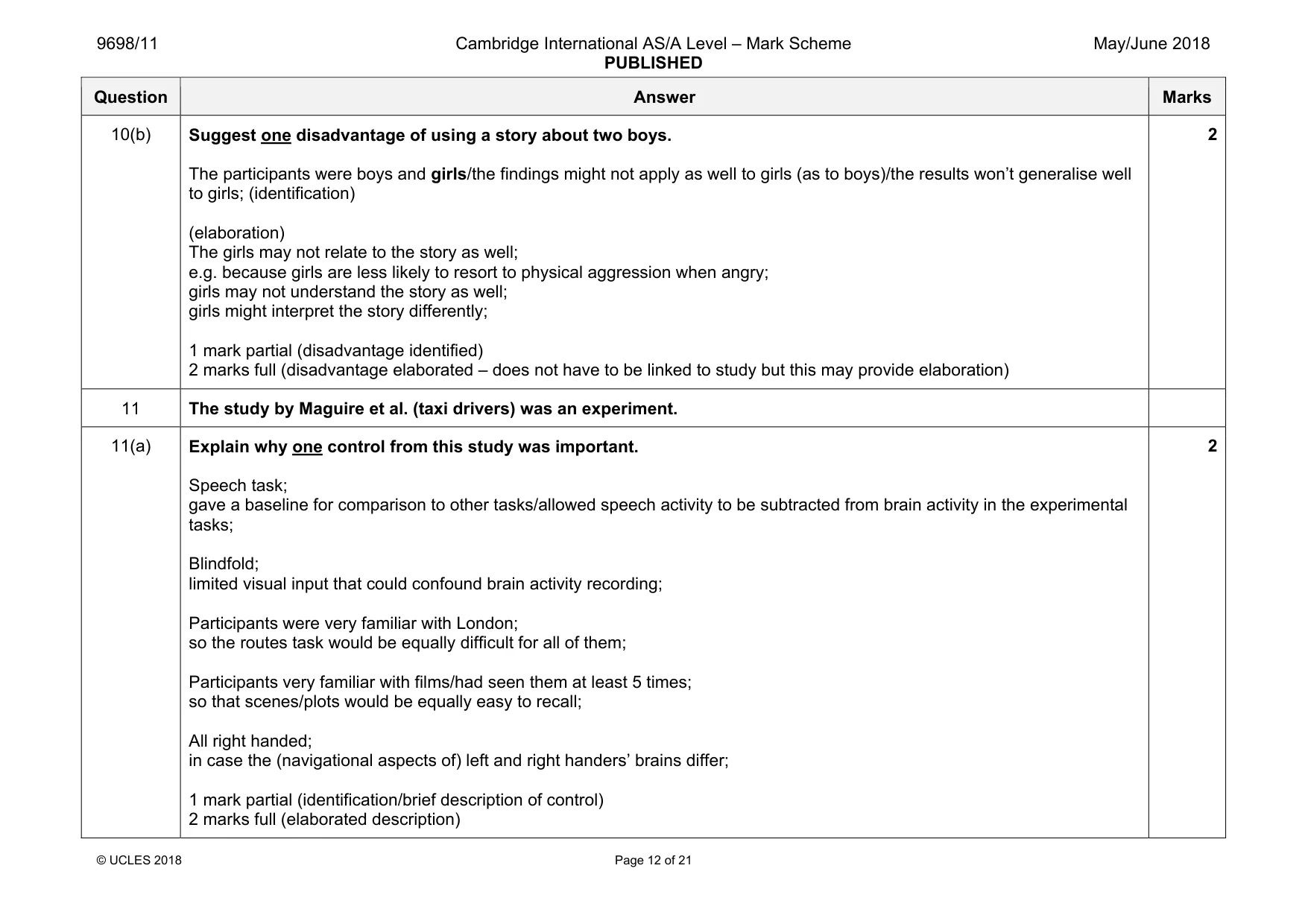 Mark scheme, page 12 of 21