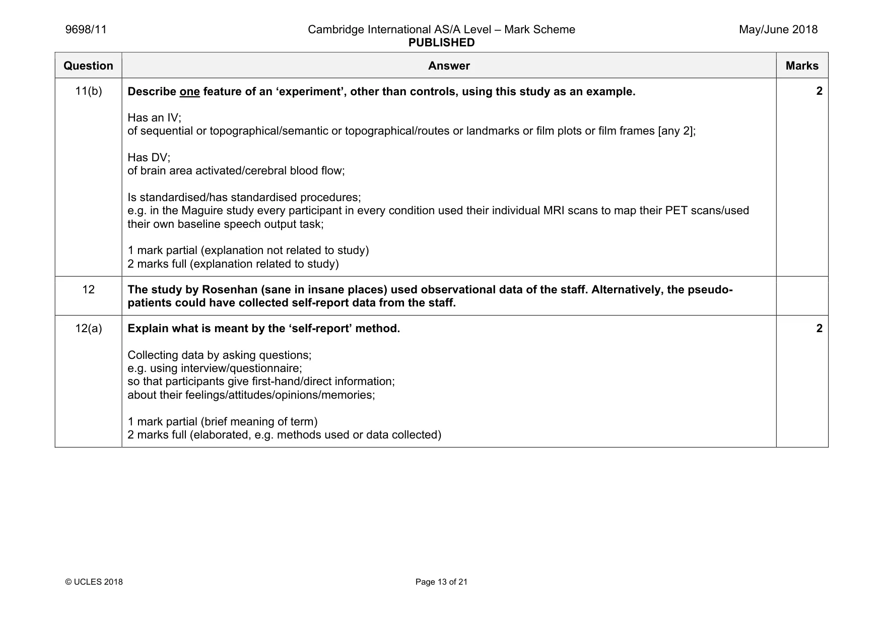 Mark scheme, page 13 of 21