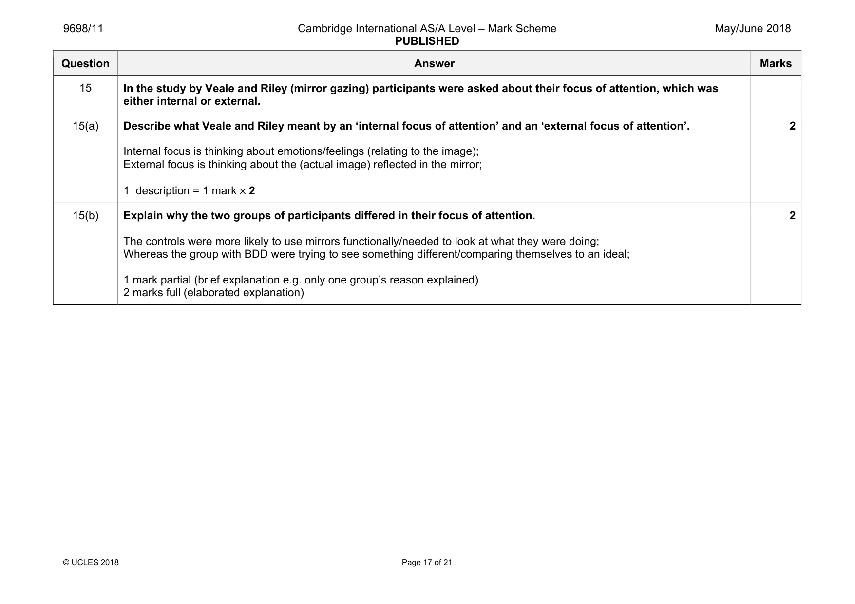 Mark scheme, page 17 of 21