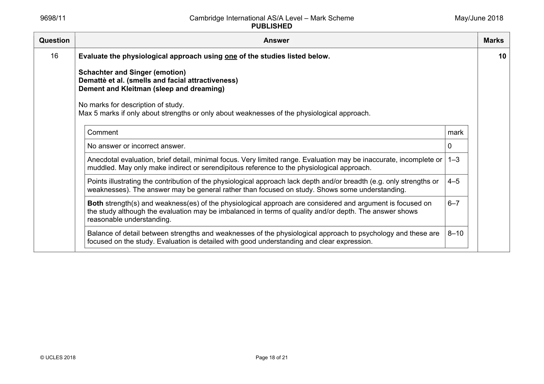 Mark scheme, page 18 of 21