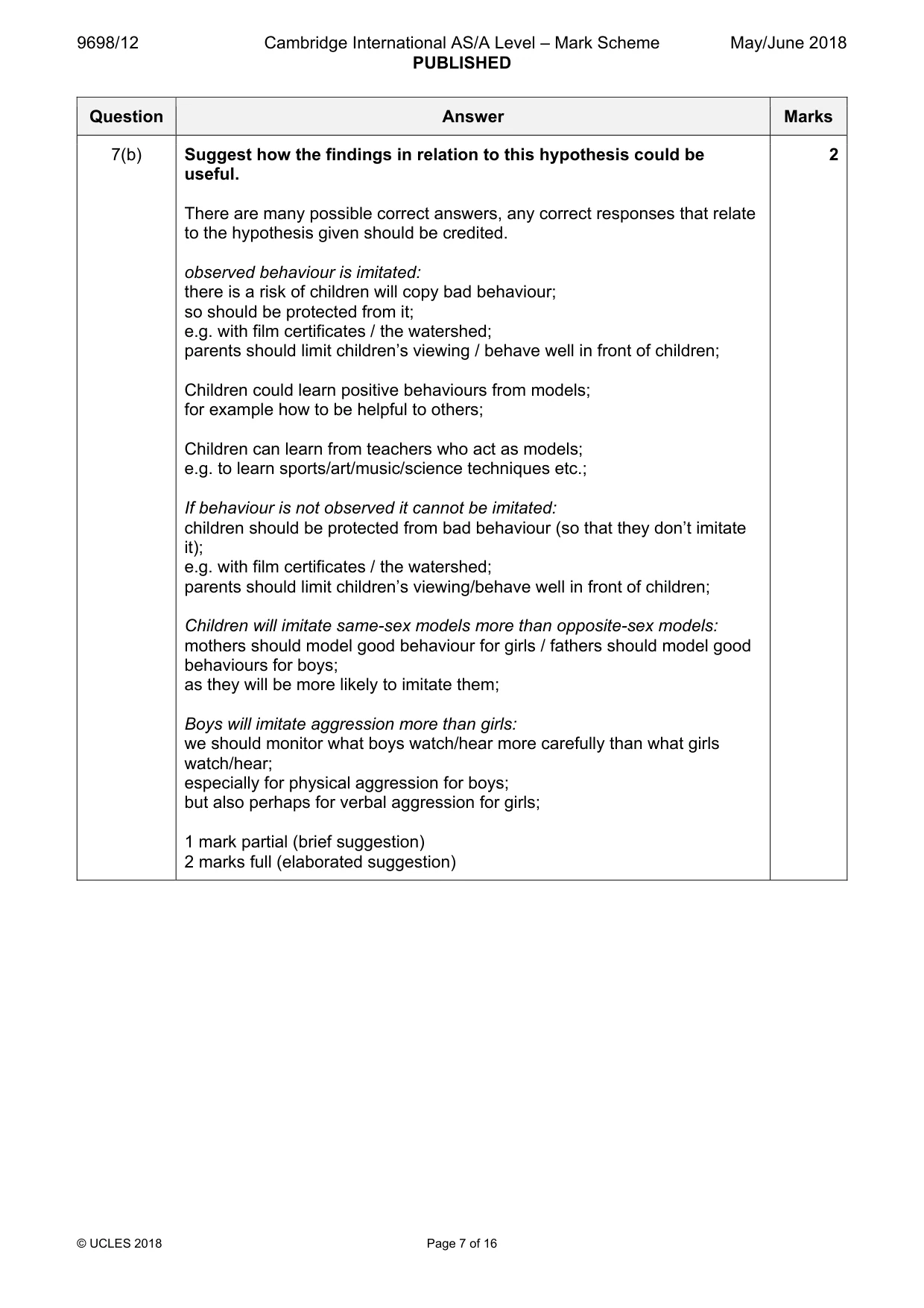 Mark scheme, page 7 of 16