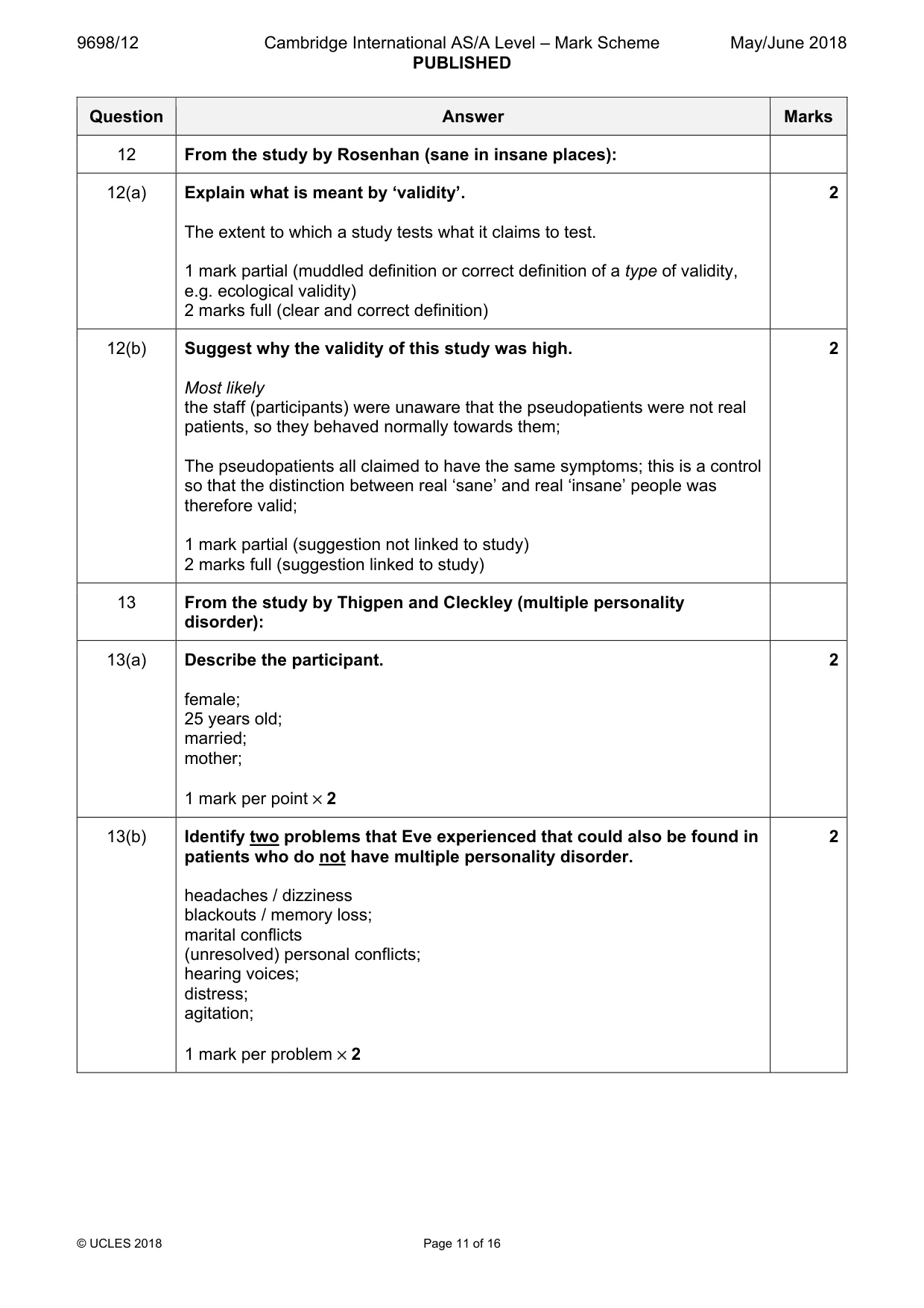 Mark scheme, page 11 of 16