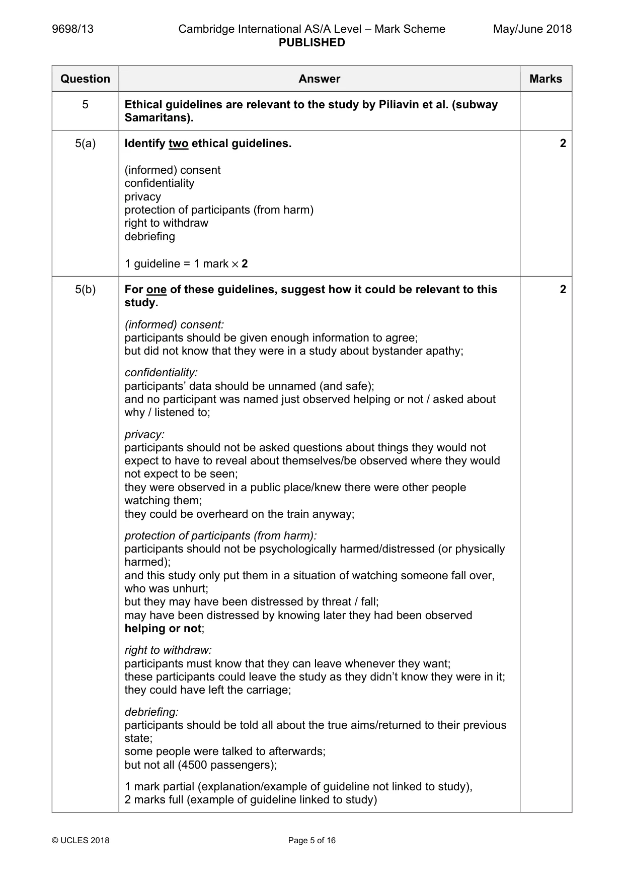 Mark scheme, page 5 of 16