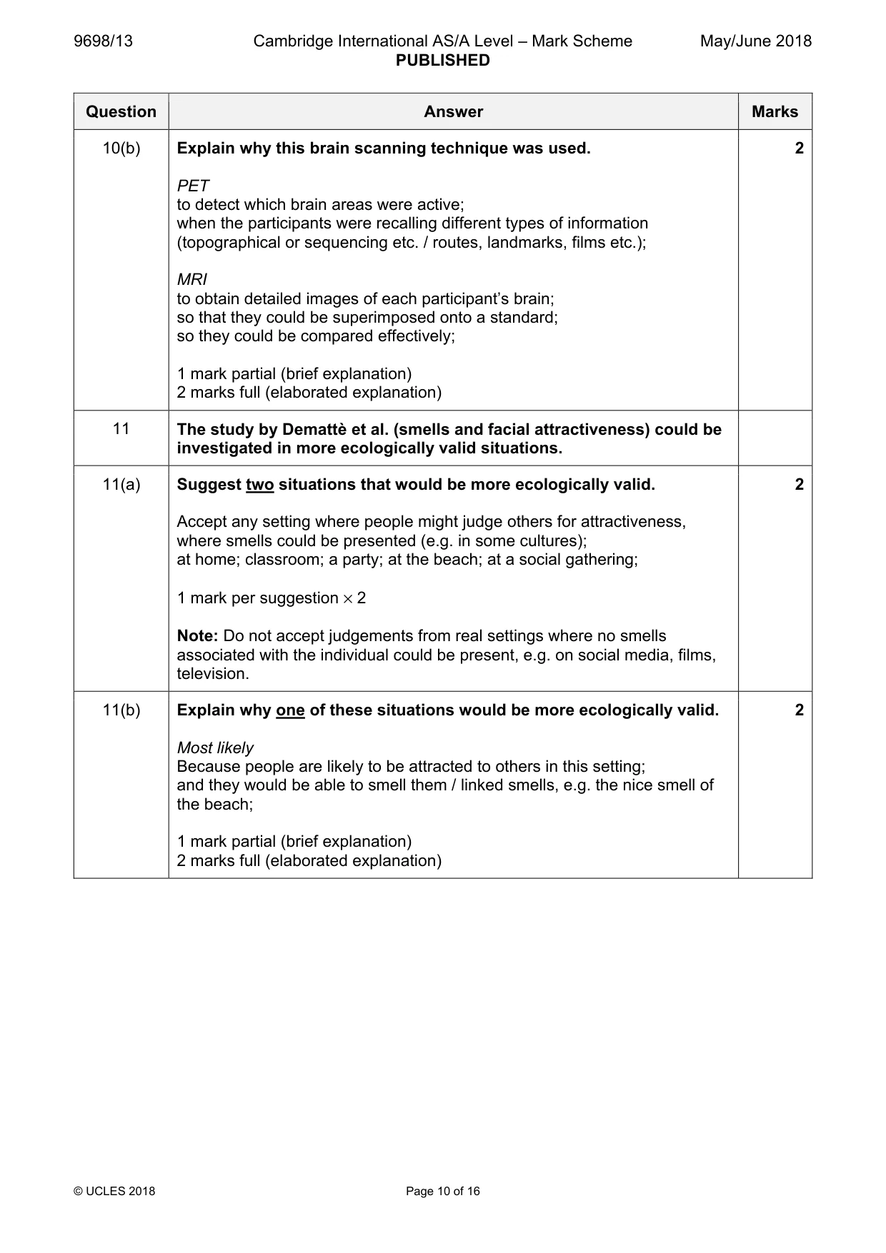 Mark scheme, page 10 of 16