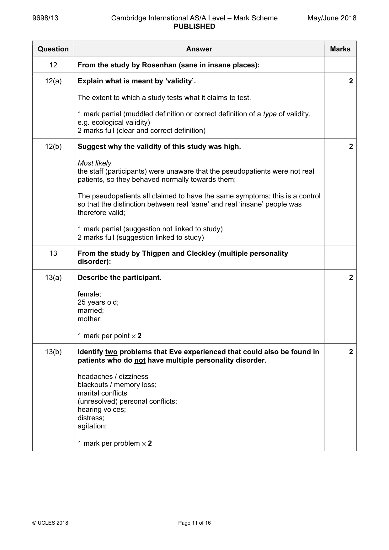Mark scheme, page 11 of 16
