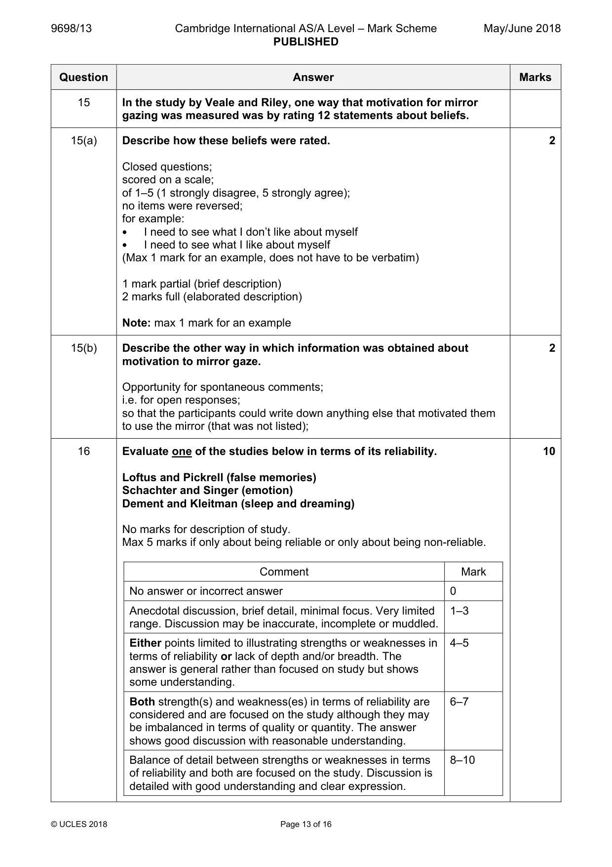 Mark scheme, page 13 of 16