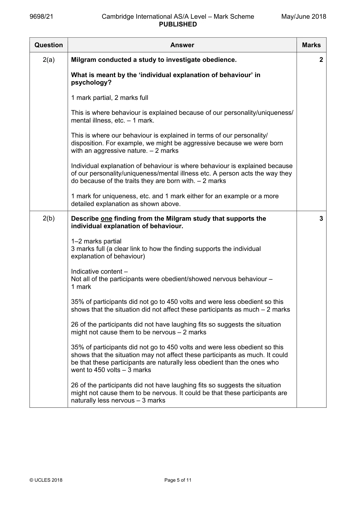 Mark scheme, page 5 of 11